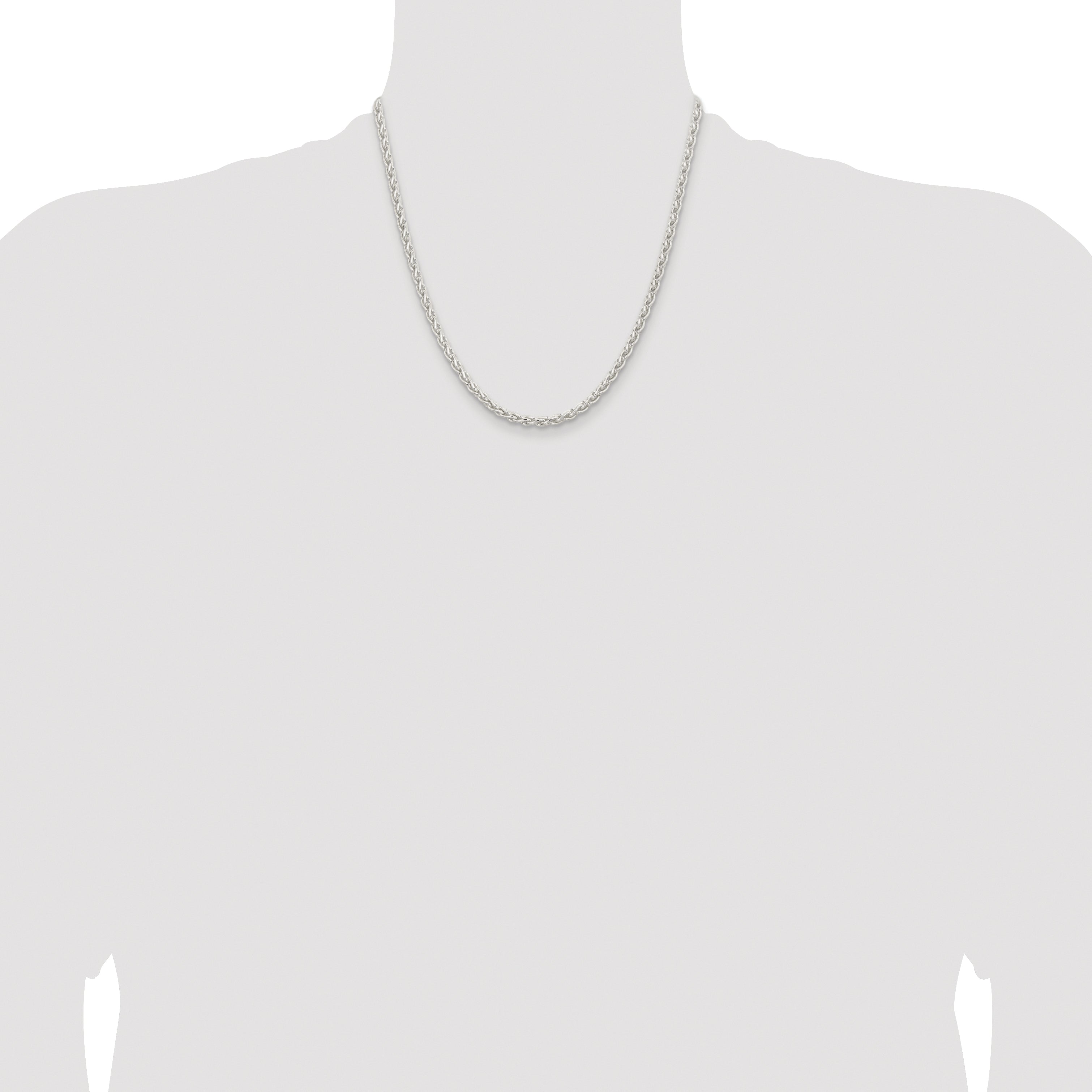 Sterling Silver Rhodium-plated 3.7mm Round Spiga Chain