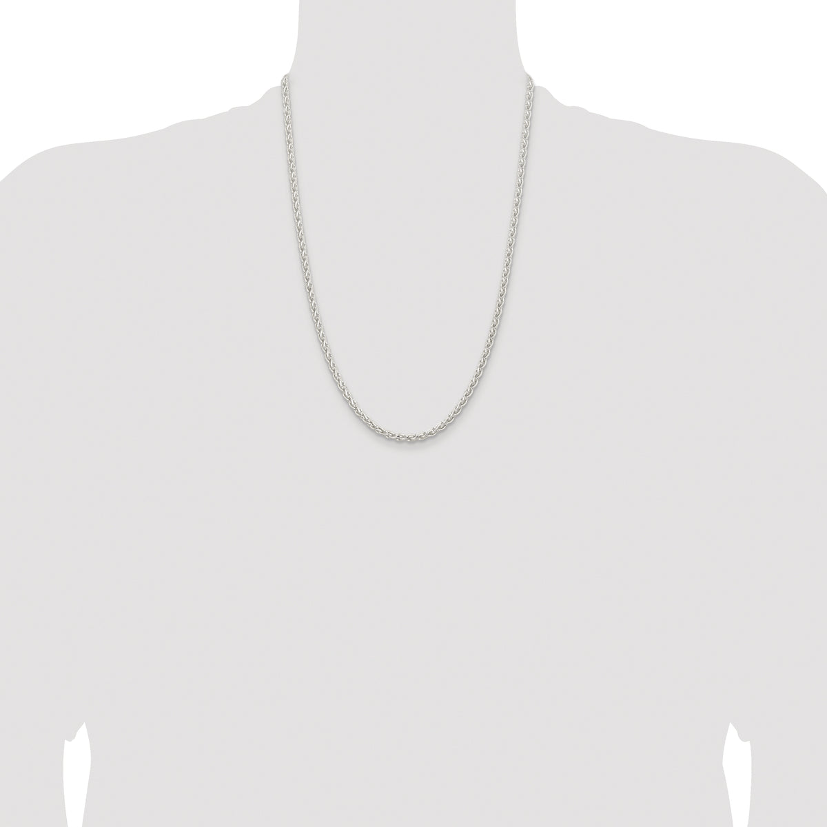 Sterling Silver Rhodium-plated 3.7mm Round Spiga Chain