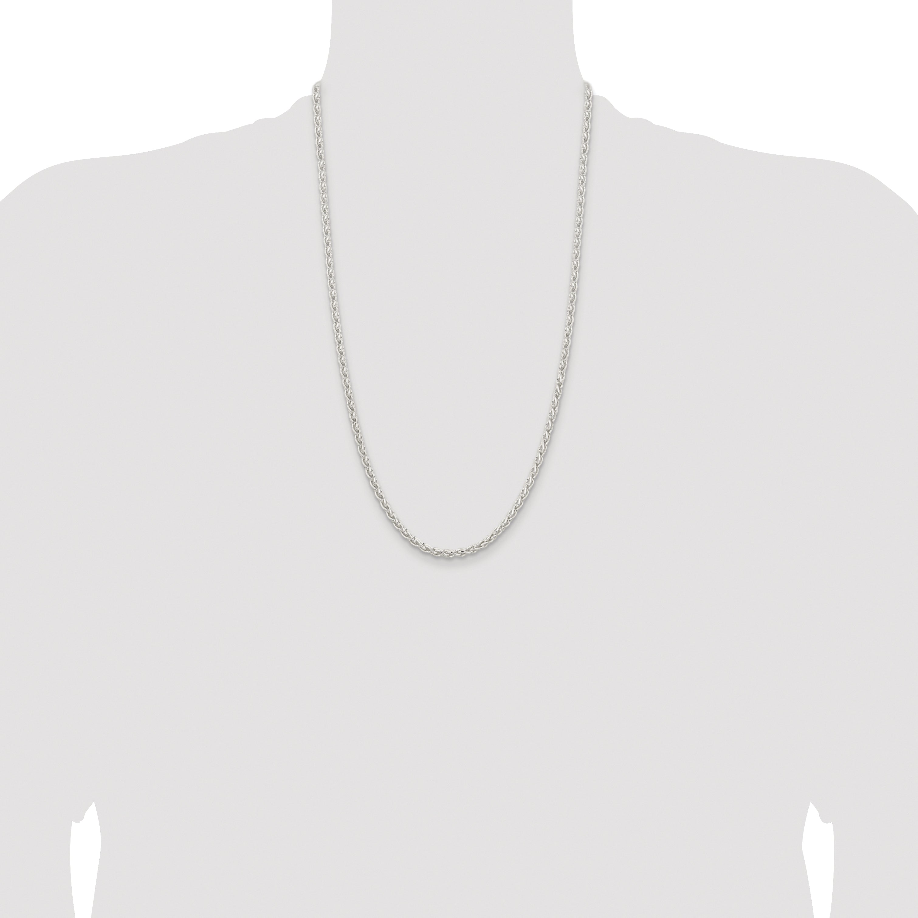 Sterling Silver Rhodium-plated 3.7mm Round Spiga Chain