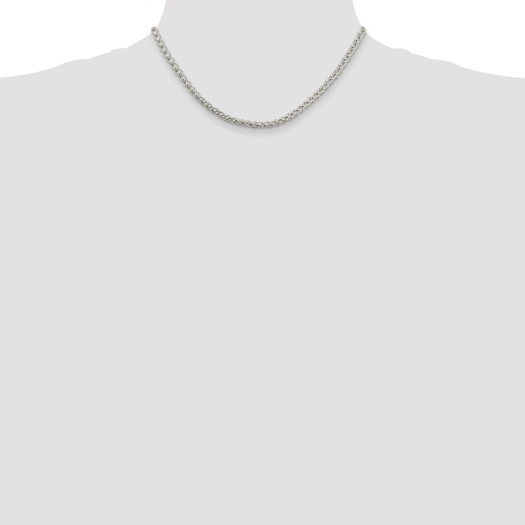 Sterling Silver Wheat Chain Necklace 4mm