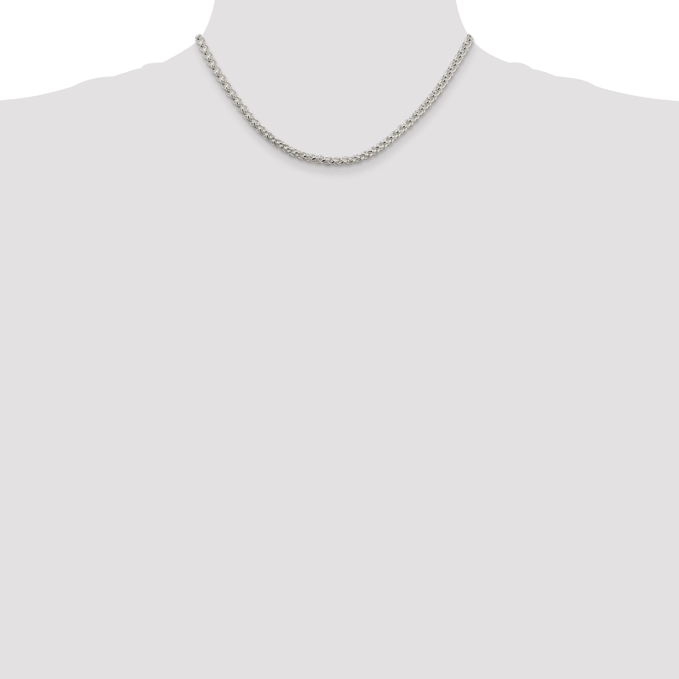 Sterling Silver Wheat Chain Necklace 4mm