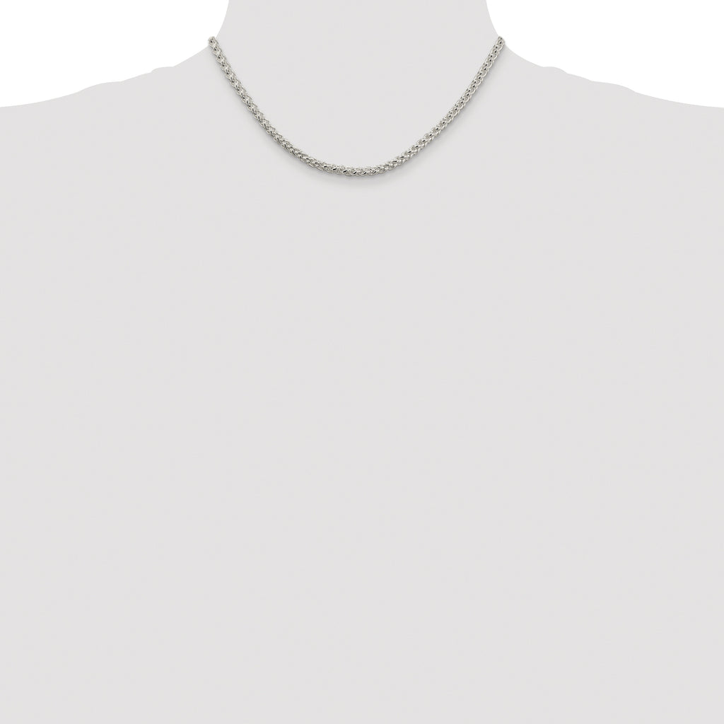 Sterling Silver Rhodium-plated 4mm Round Spiga Chain