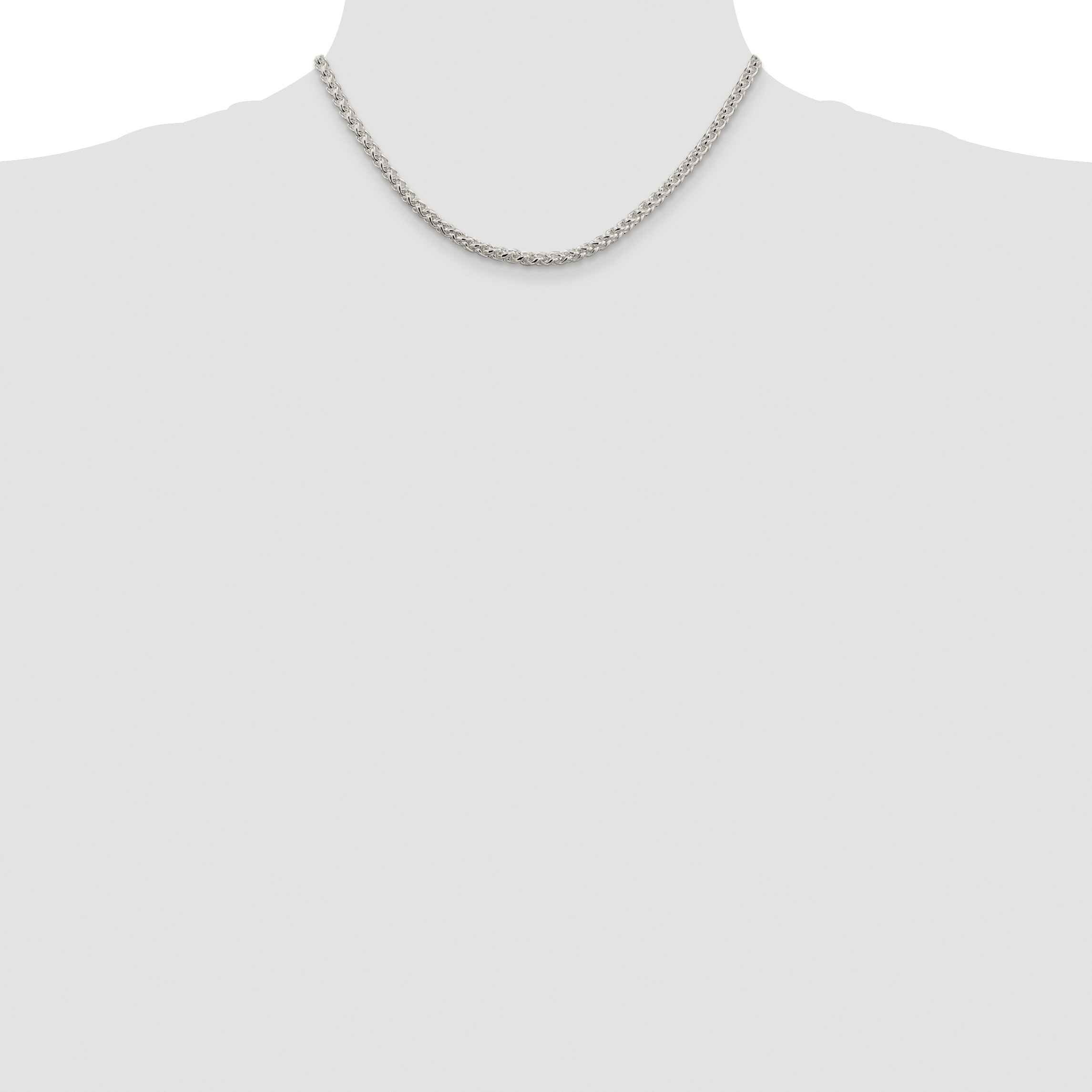 Sterling Silver Rhodium-plated 4mm Round Spiga Chain