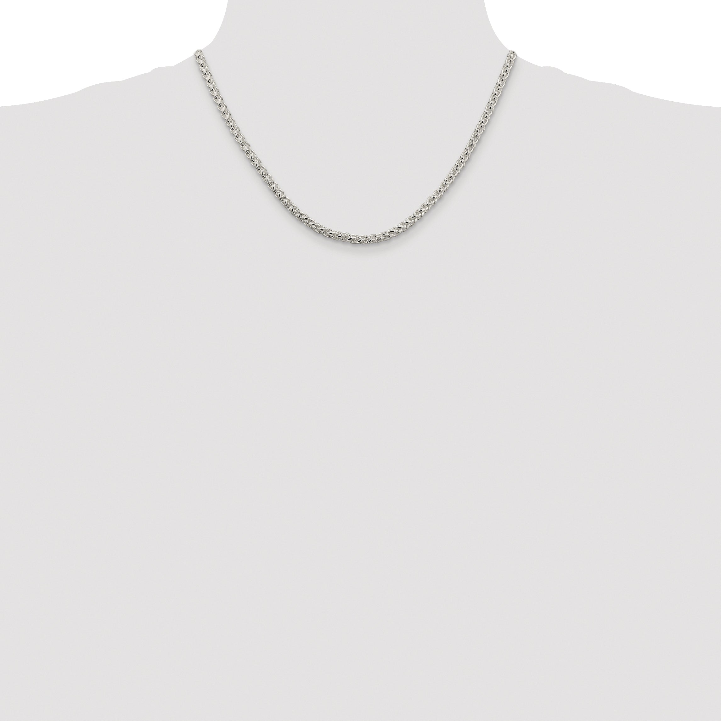 Sterling Silver Rhodium-plated 4mm Round Spiga Chain