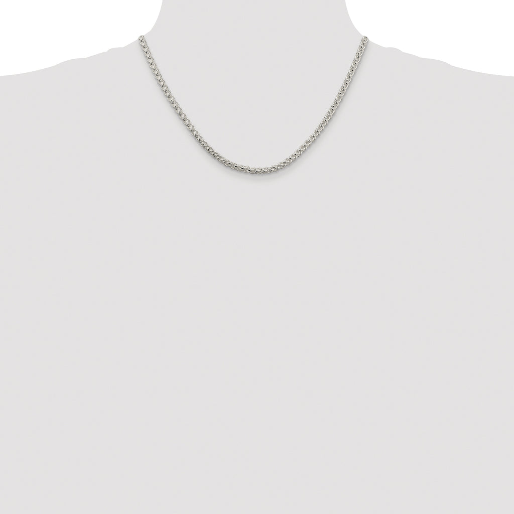 Sterling Silver Rhodium-plated 4mm Round Spiga Chain