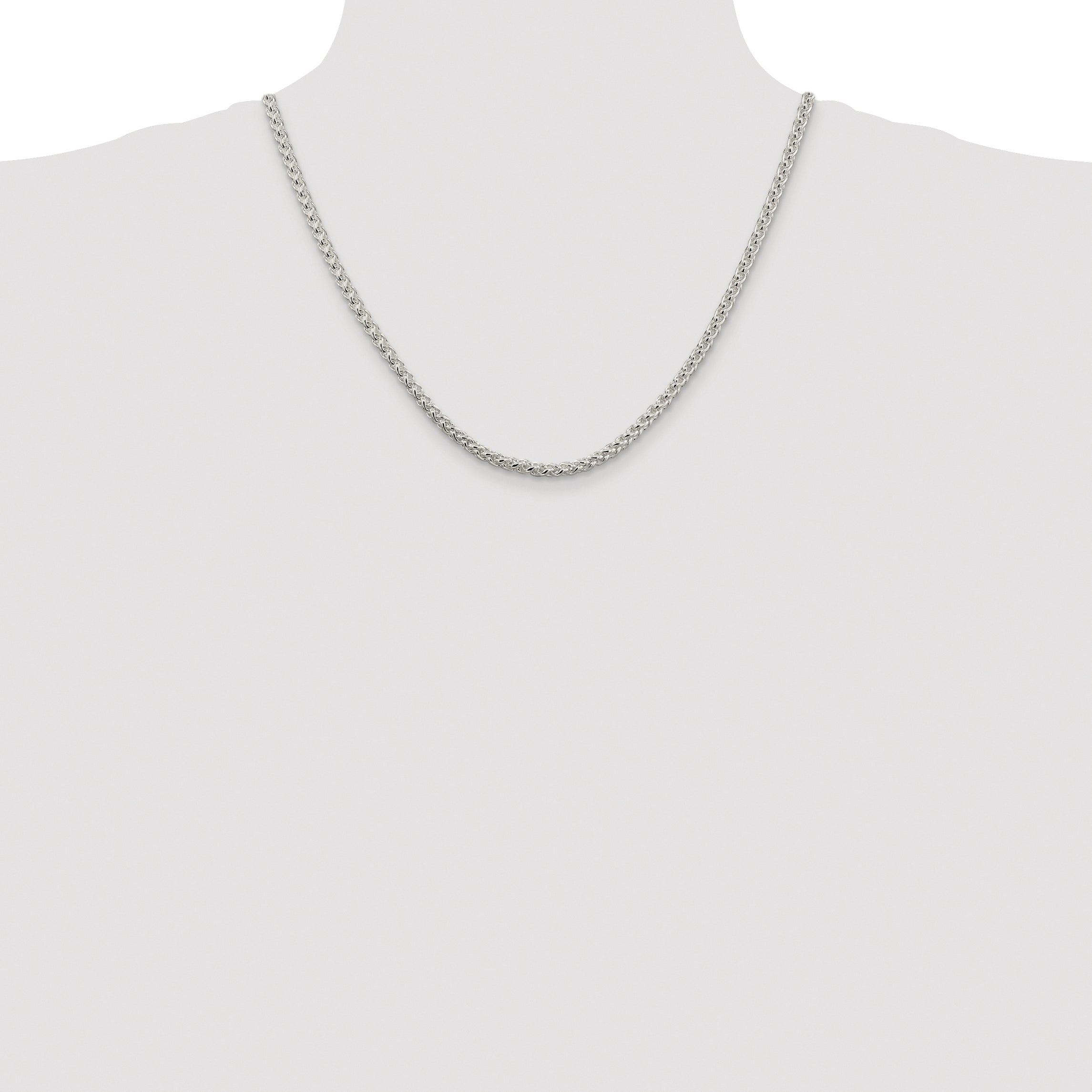 Sterling Silver Rhodium-plated 4mm Round Spiga Chain