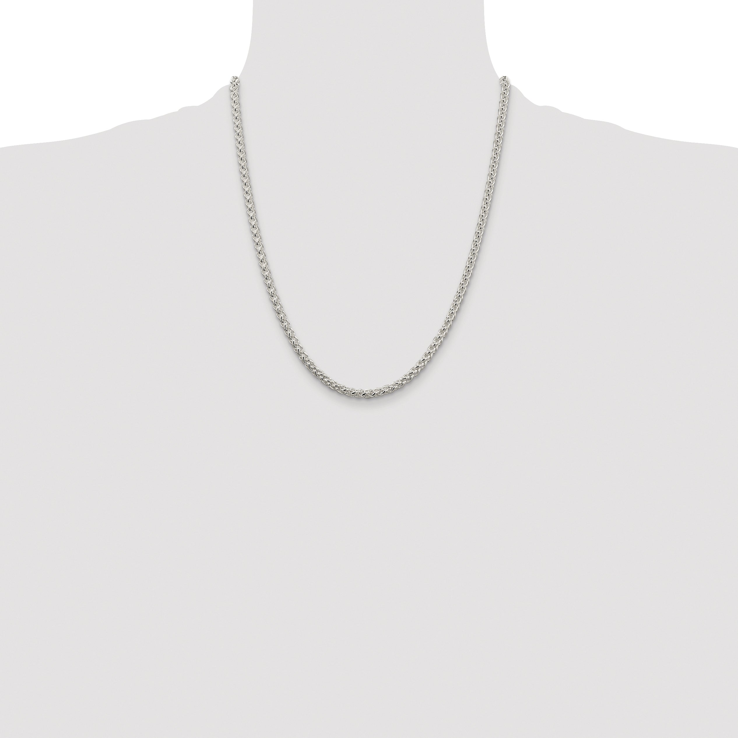 Sterling Silver Rhodium-plated 4mm Round Spiga Chain