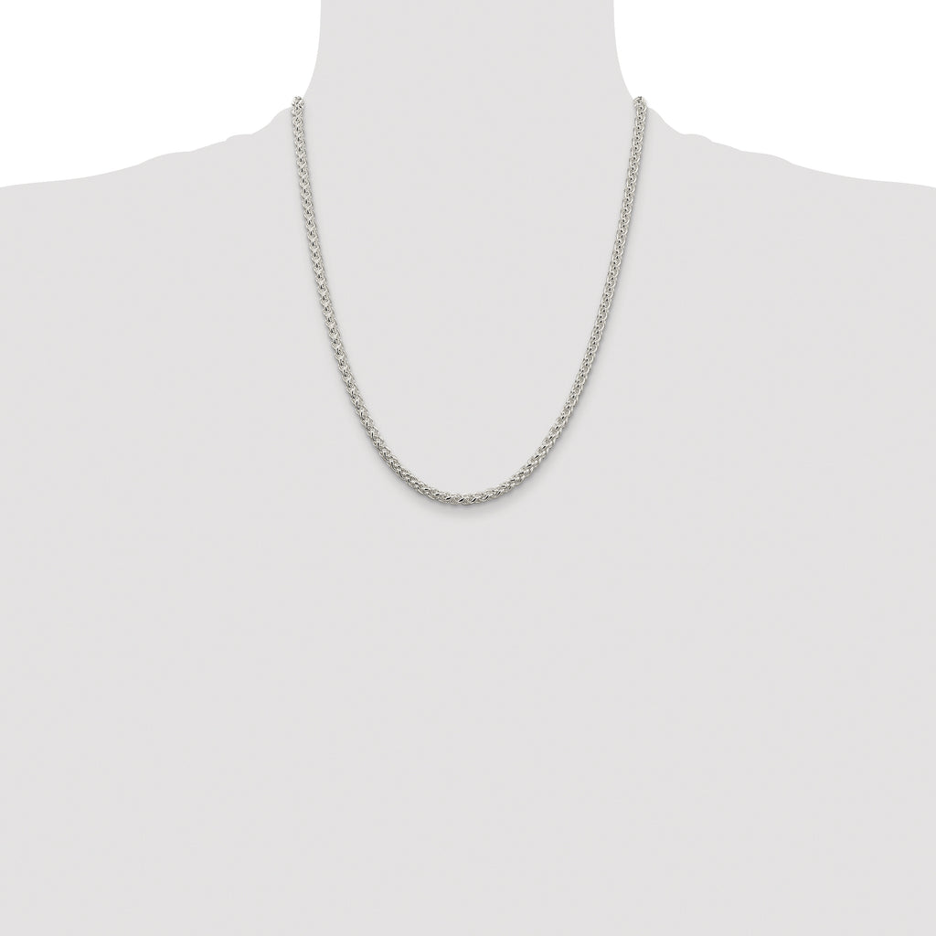 Sterling Silver Rhodium-plated 4mm Round Spiga Chain