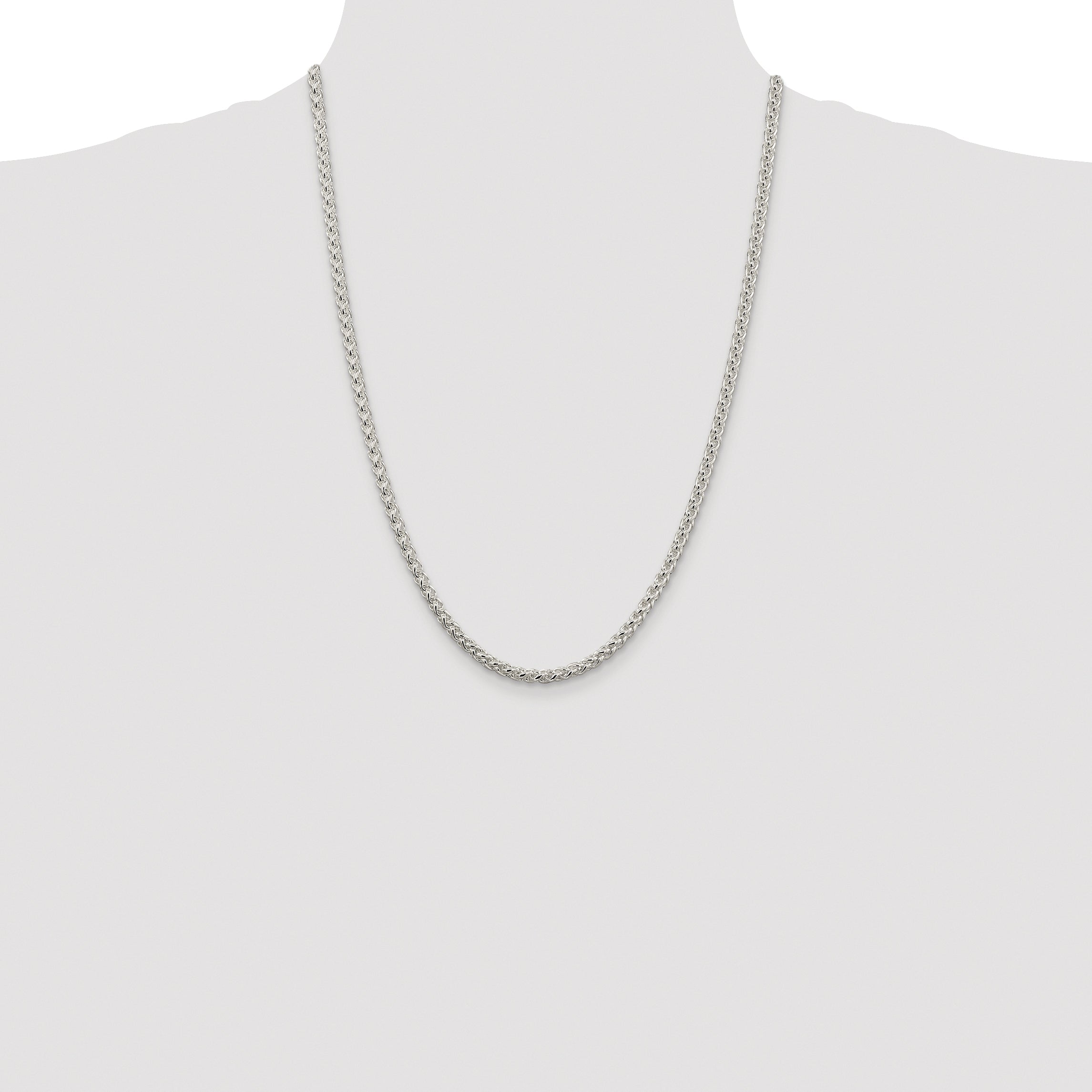 Sterling Silver Rhodium-plated 4mm Round Spiga Chain