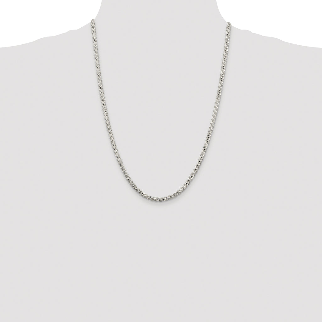 Sterling Silver Rhodium-plated 4mm Round Spiga Chain