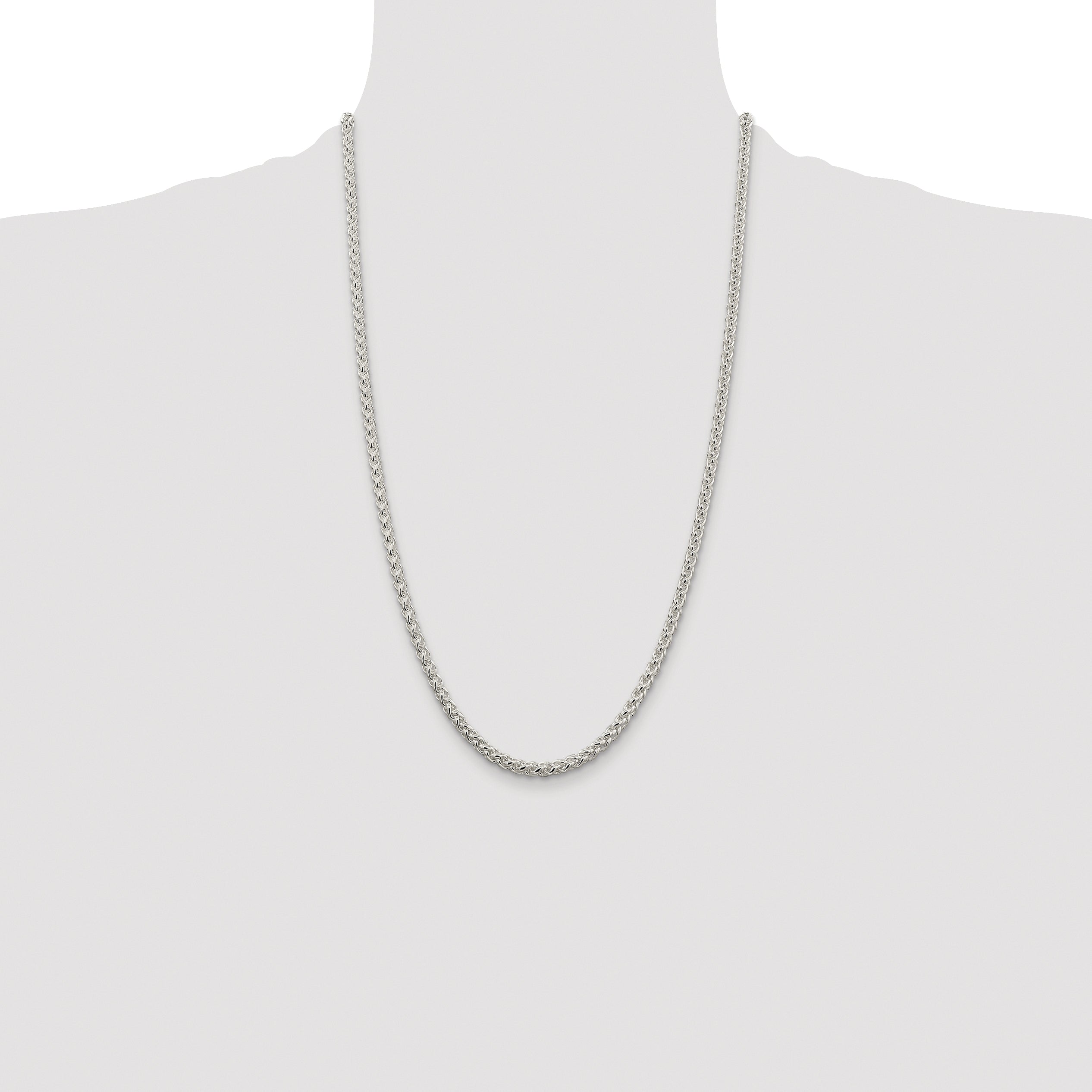 Sterling Silver Rhodium-plated 4mm Round Spiga Chain