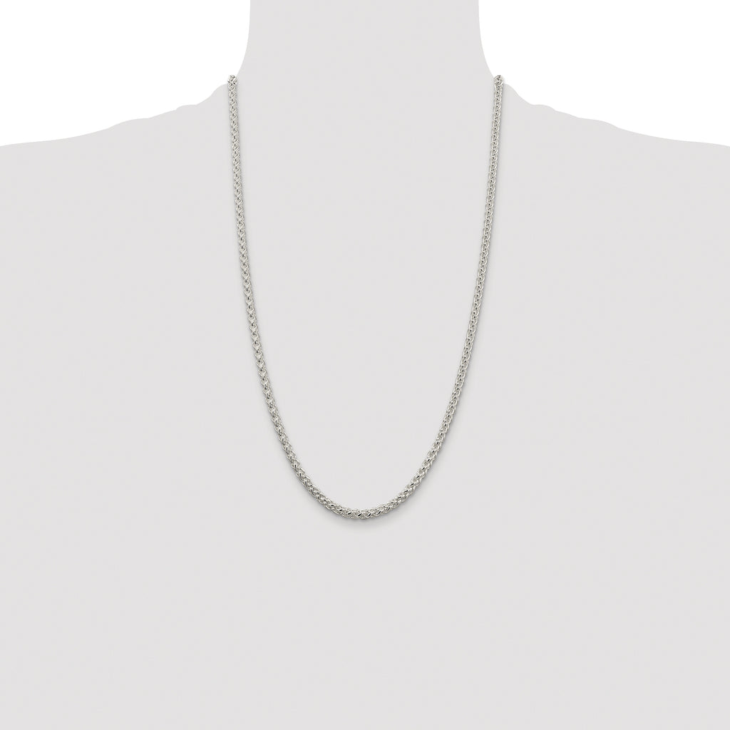 Sterling Silver Rhodium-plated 4mm Round Spiga Chain