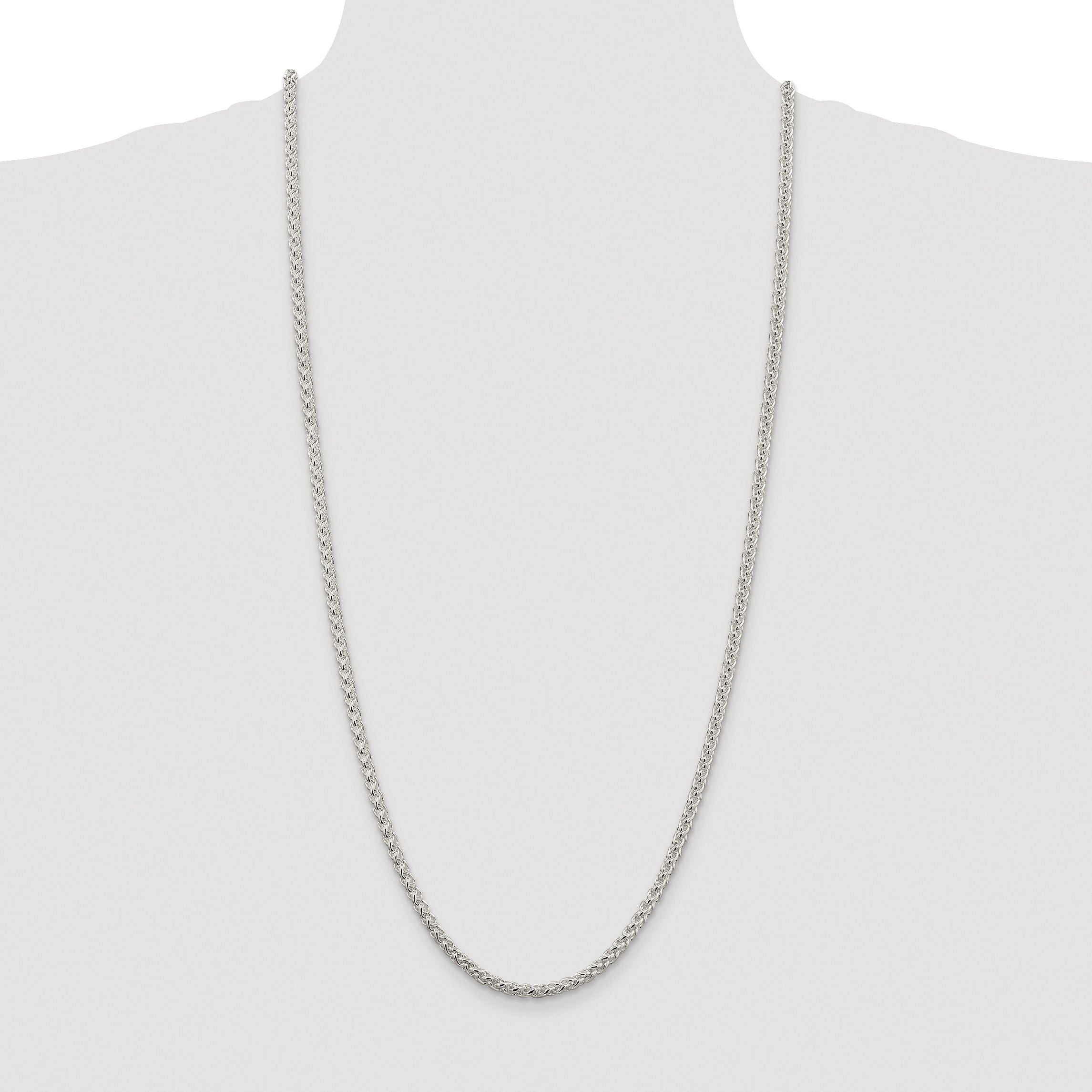 Sterling Silver Rhodium-plated 4mm Round Spiga Chain