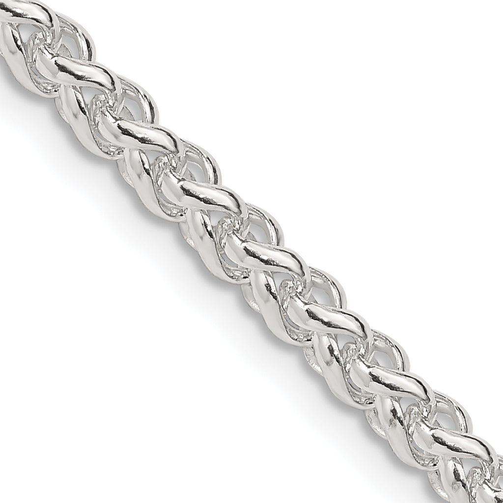 Sterling Silver Wheat Chain Necklace 4mm