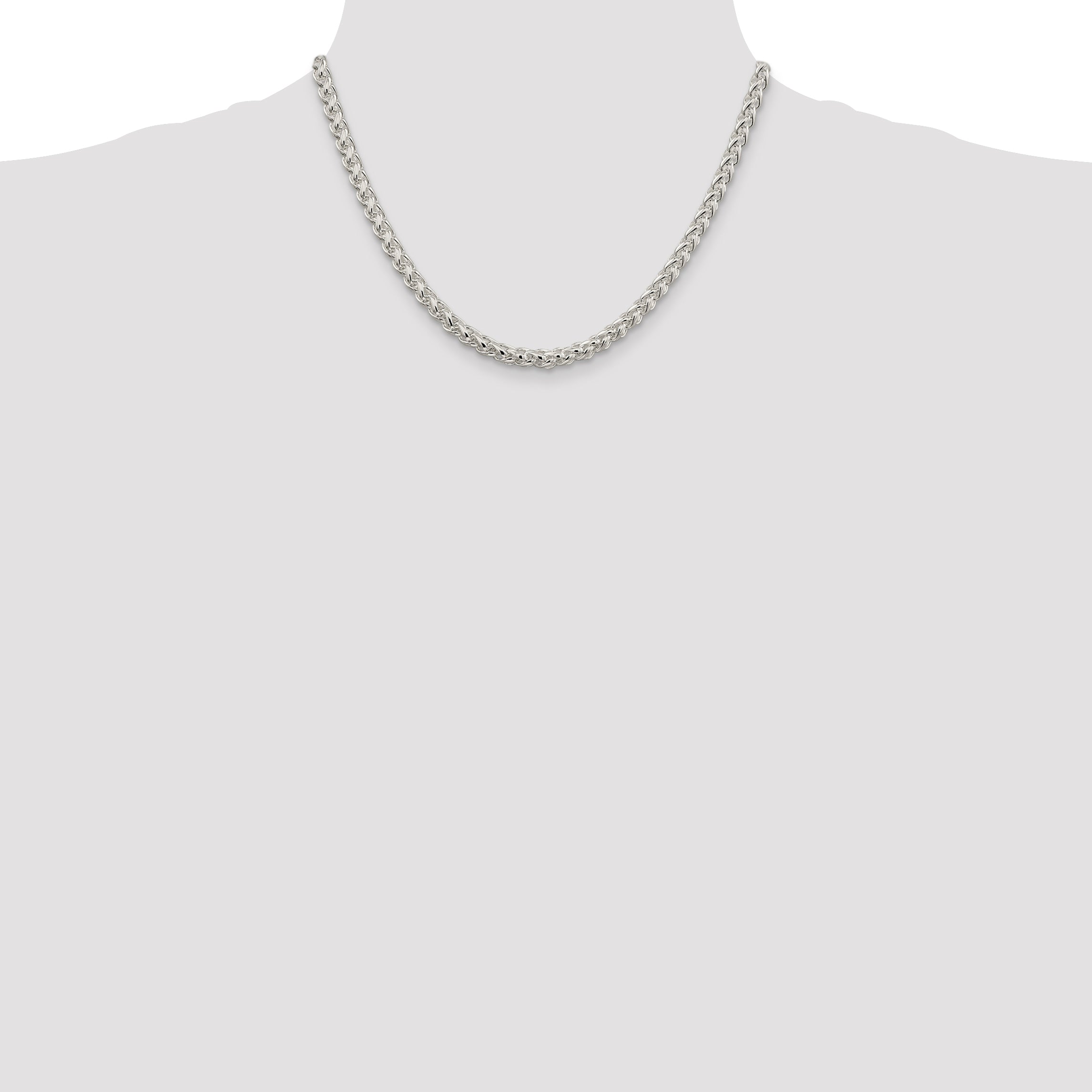 Sterling Silver Wheat Chain Necklace 5mm