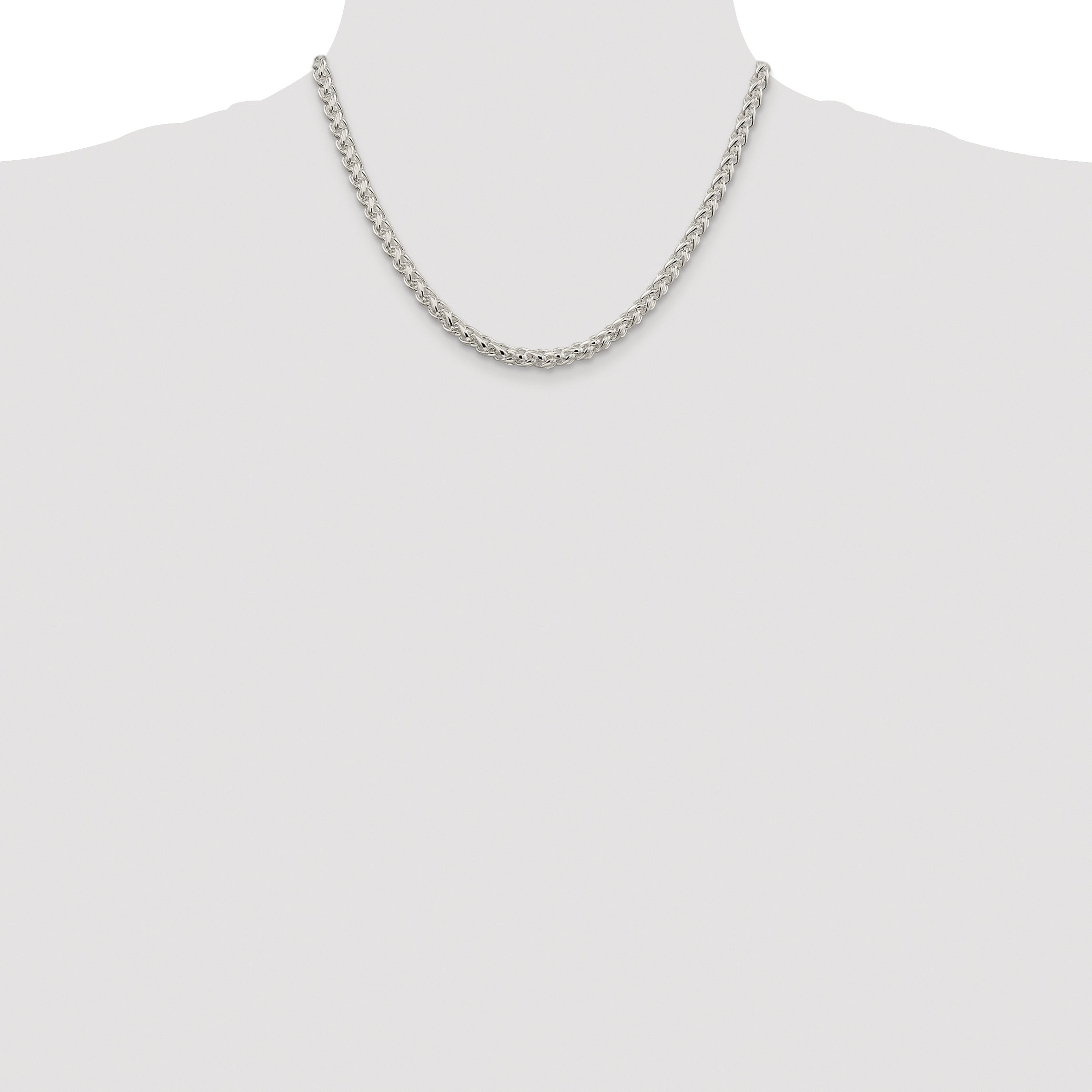 Sterling Silver Rhodium-plated 5mm Round Spiga Chain