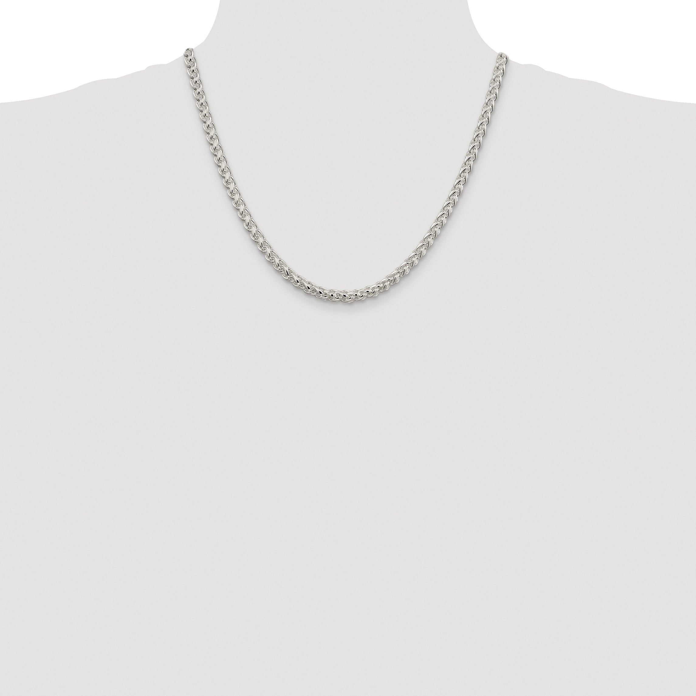 Sterling Silver Rhodium-plated 5mm Round Spiga Chain