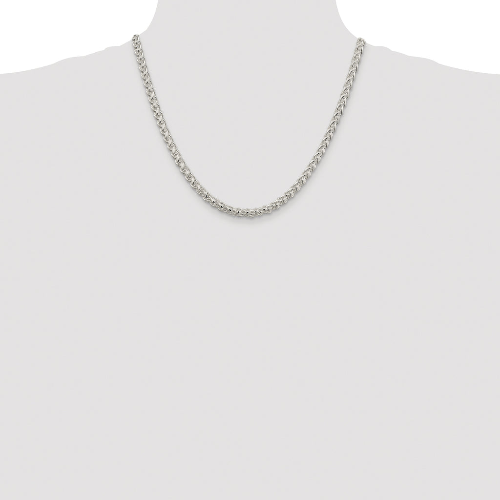 Sterling Silver Rhodium-plated 5mm Round Spiga Chain