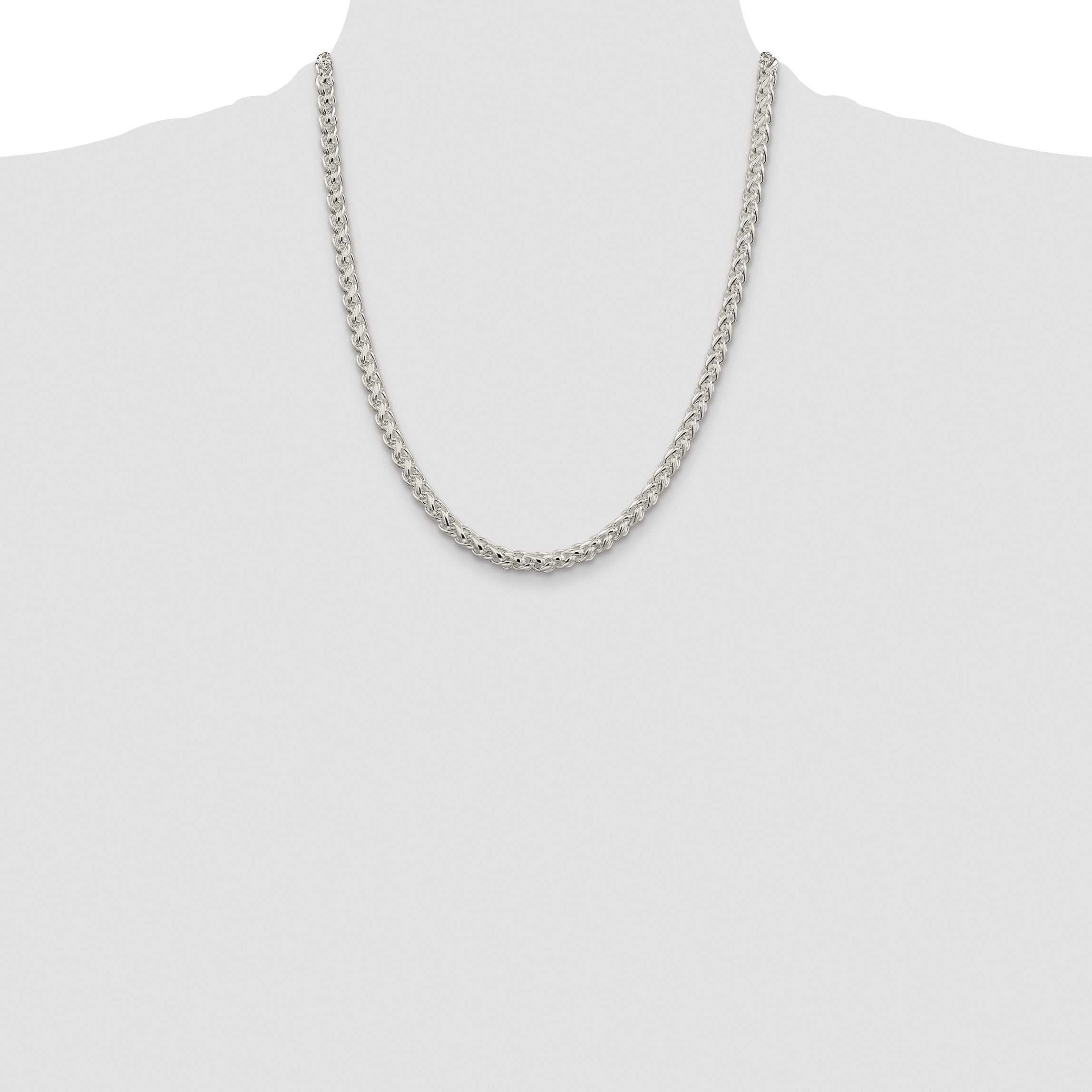 Sterling Silver Rhodium-plated 5mm Round Spiga Chain