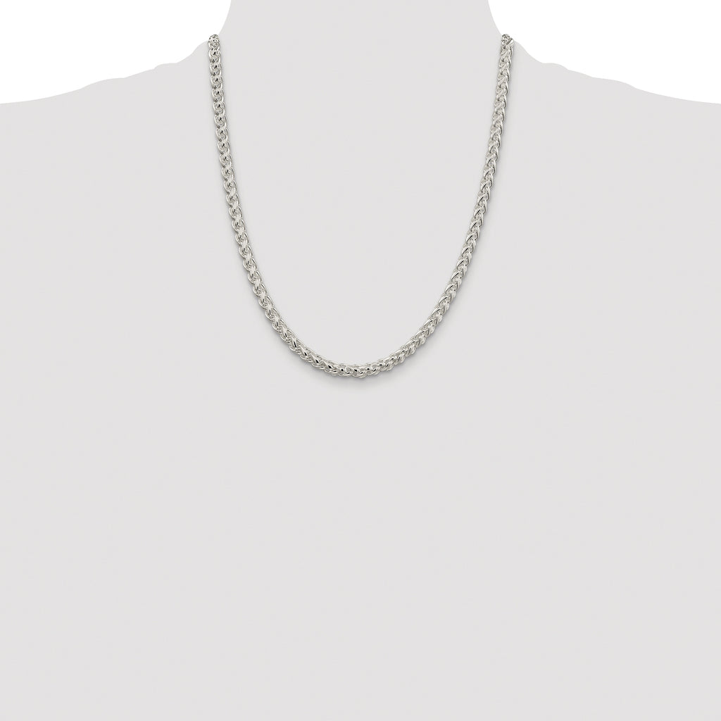 Sterling Silver Rhodium-plated 5mm Round Spiga Chain