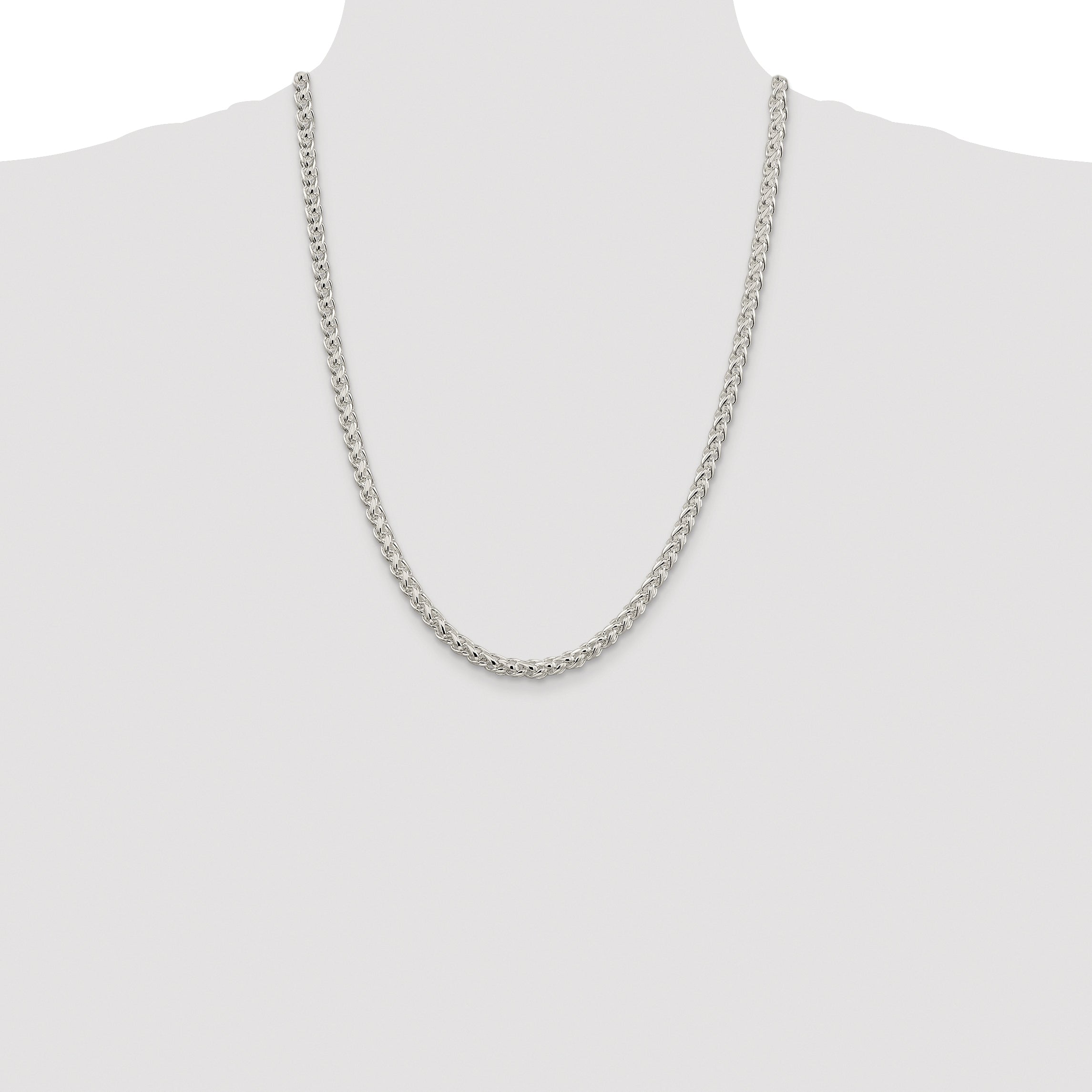 Sterling Silver Rhodium-plated 5mm Round Spiga Chain