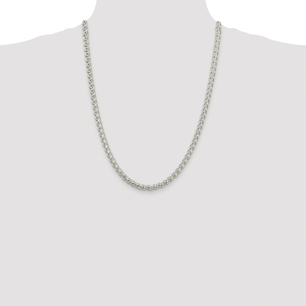 Sterling Silver Rhodium-plated 5mm Round Spiga Chain