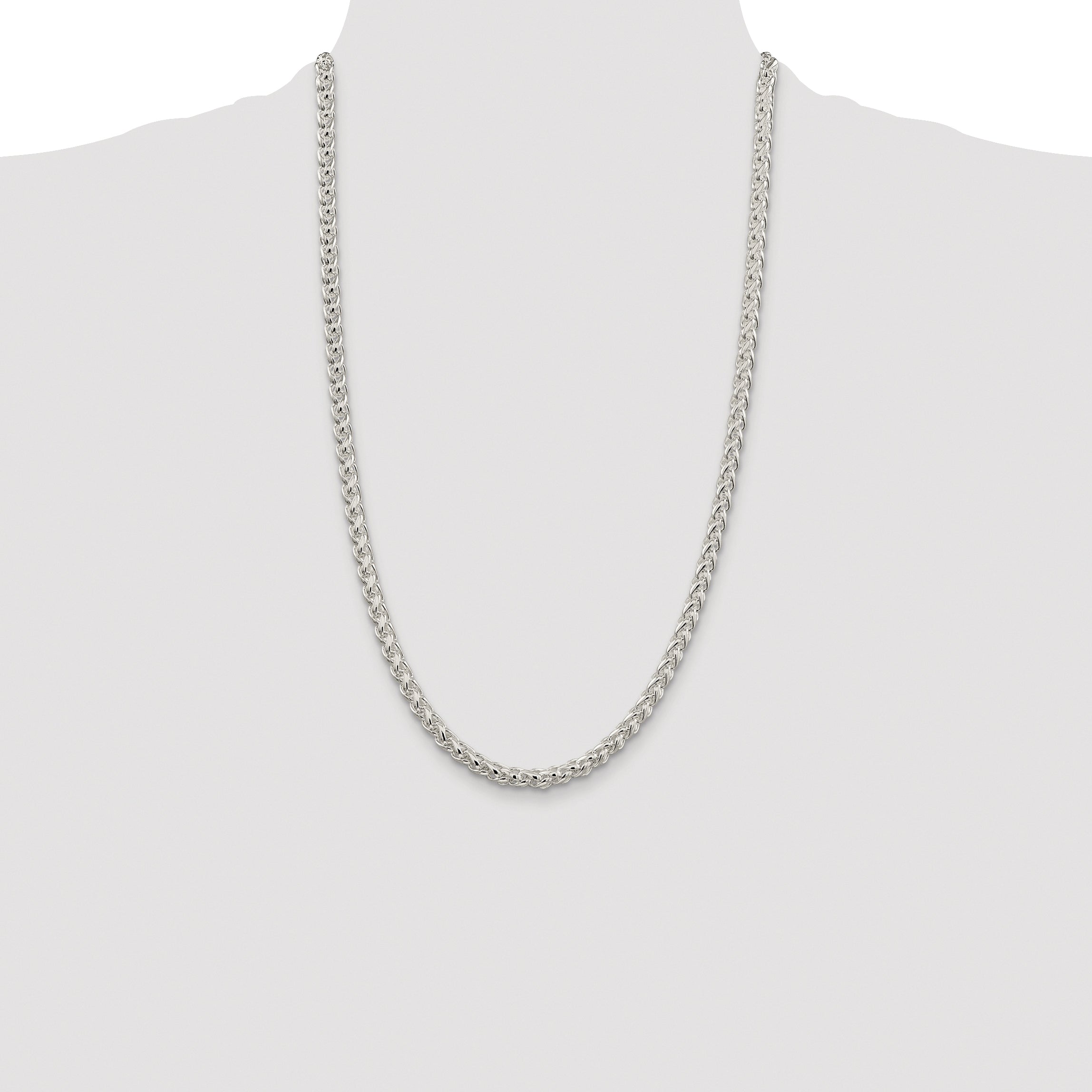 Sterling Silver Rhodium-plated 5mm Round Spiga Chain