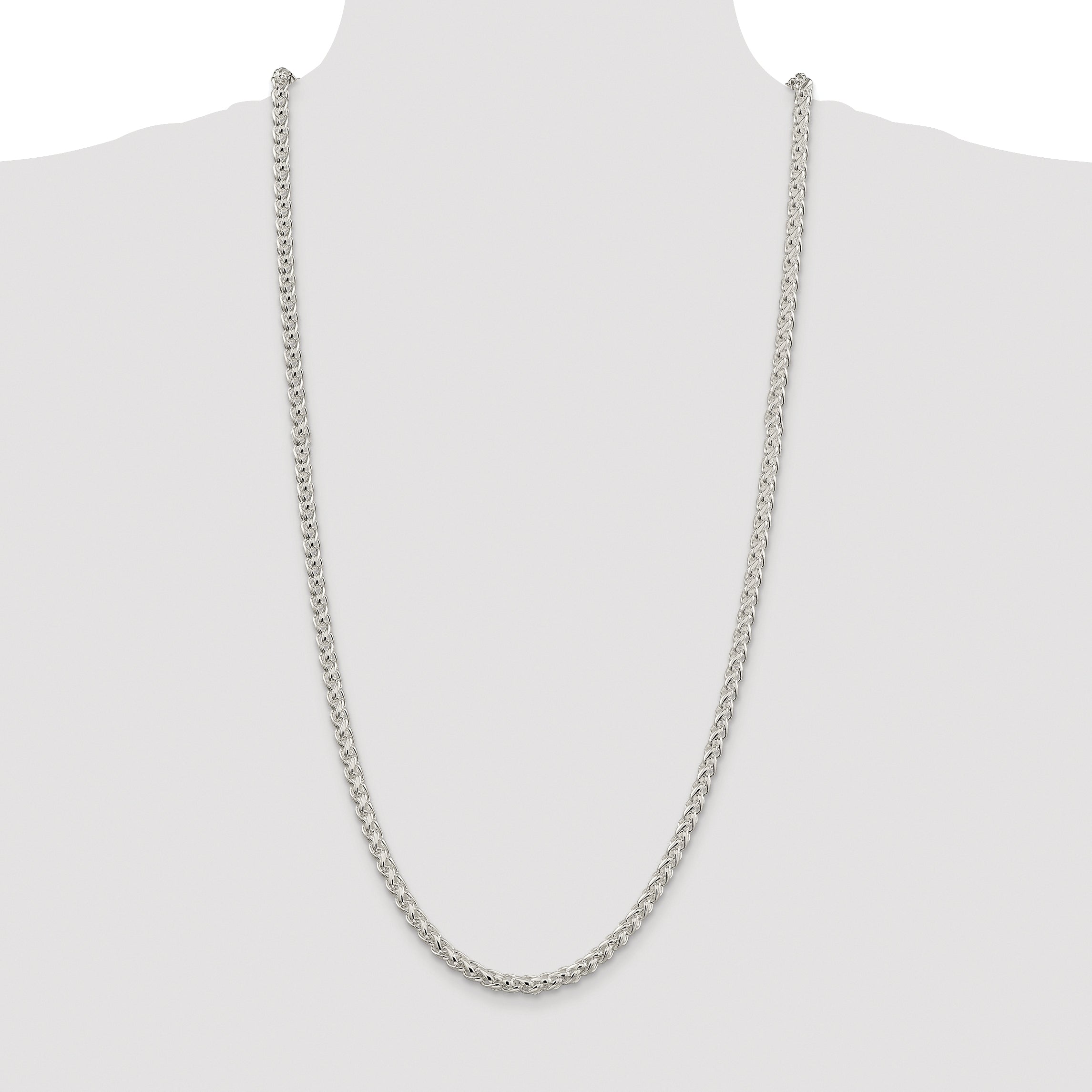 Sterling Silver Rhodium-plated 5mm Round Spiga Chain