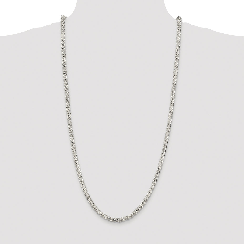 Sterling Silver Rhodium-plated 5mm Round Spiga Chain