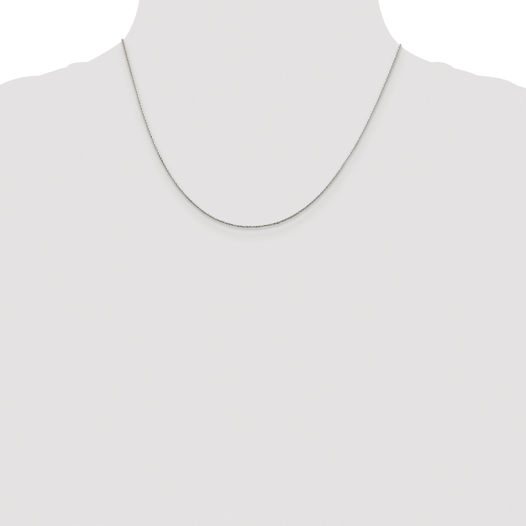 Sterling Silver Rhodium-plated .85mm Diamond-cut Round Spiga Chain