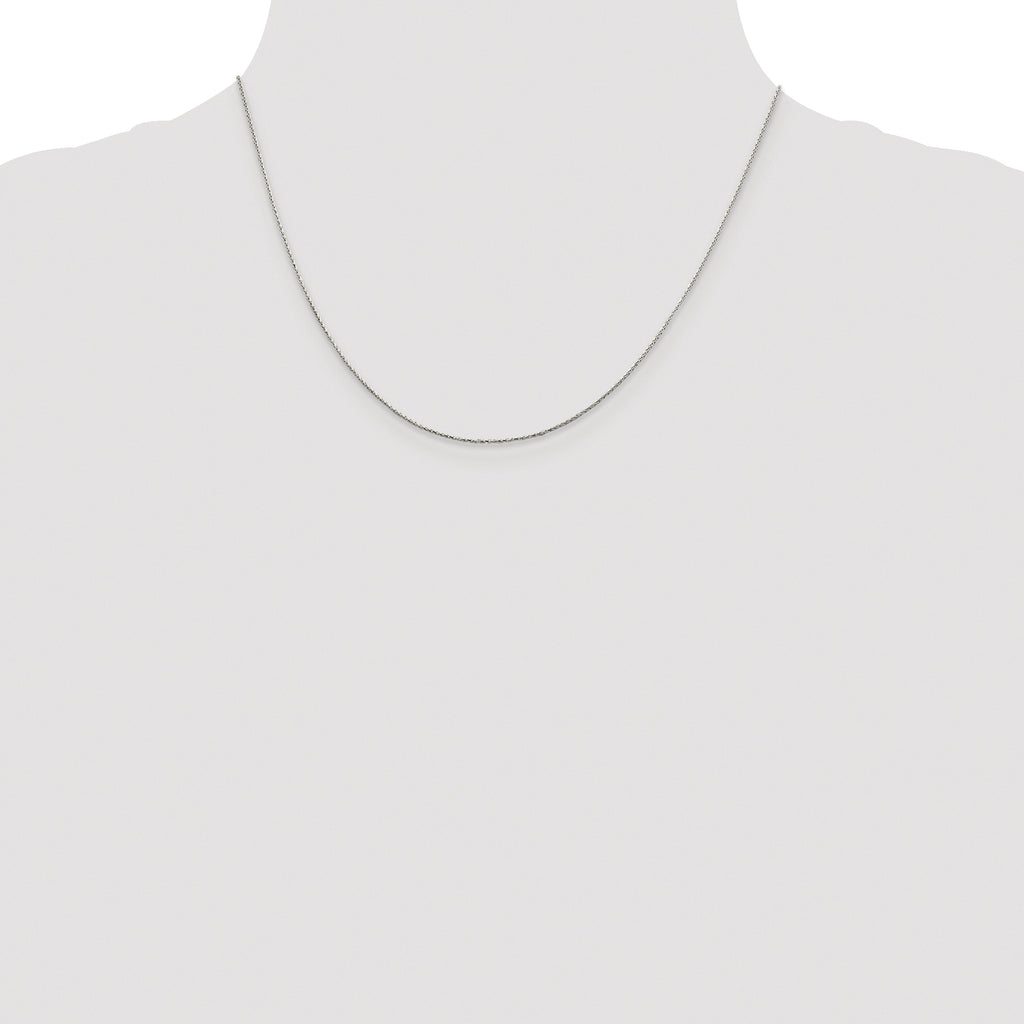 Sterling Silver Rhodium-plated .85mm Diamond-cut Round Spiga Chain