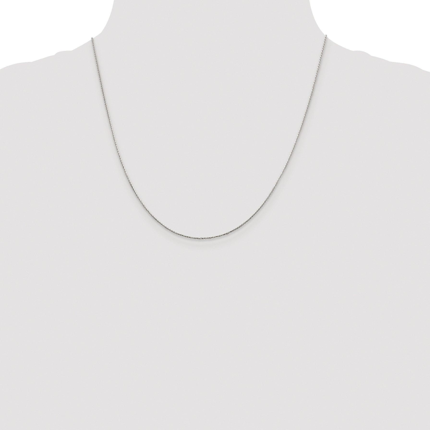 Sterling Silver Rhodium-plated .85mm Diamond-cut Round Spiga Chain