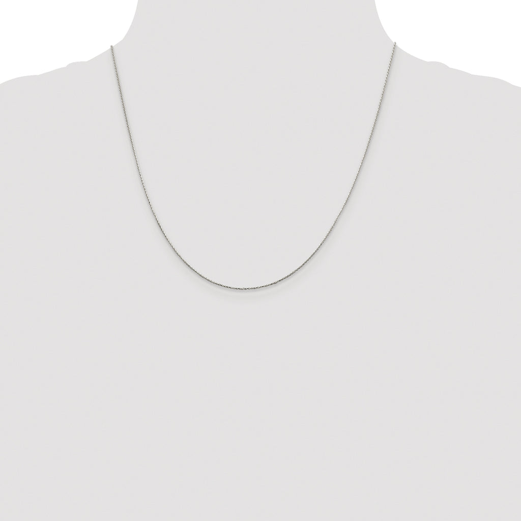 Sterling Silver Rhodium-plated .85mm Diamond-cut Round Spiga Chain