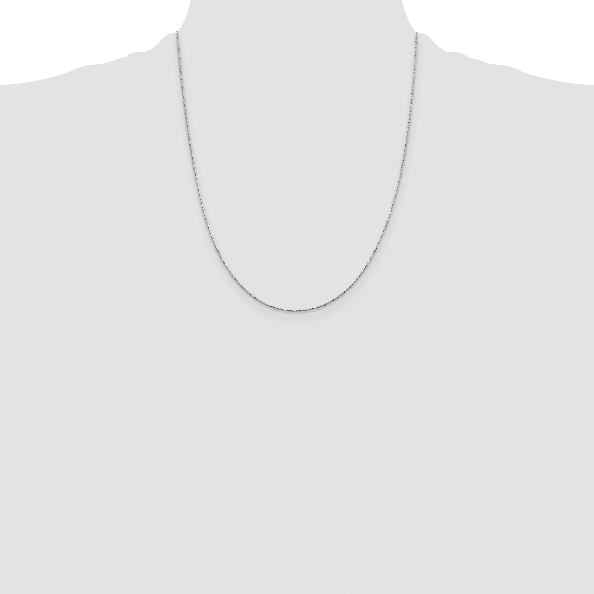 Sterling Silver Rhodium-plated .85mm Diamond-cut Round Spiga Chain