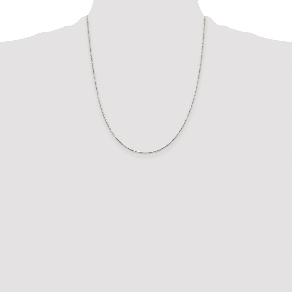 Sterling Silver Rhodium-plated .85mm Diamond-cut Round Spiga Chain