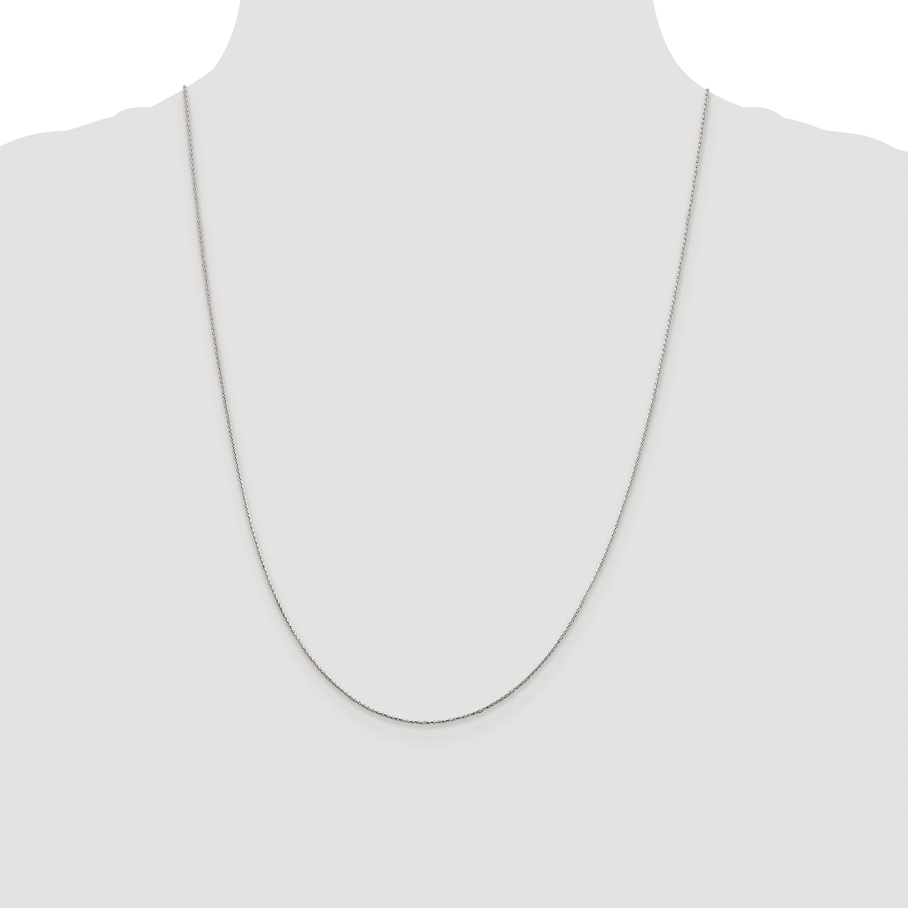Sterling Silver Rhodium-plated .85mm Diamond-cut Round Spiga Chain
