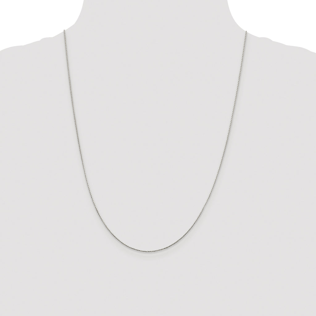 Sterling Silver Rhodium-plated .85mm Diamond-cut Round Spiga Chain