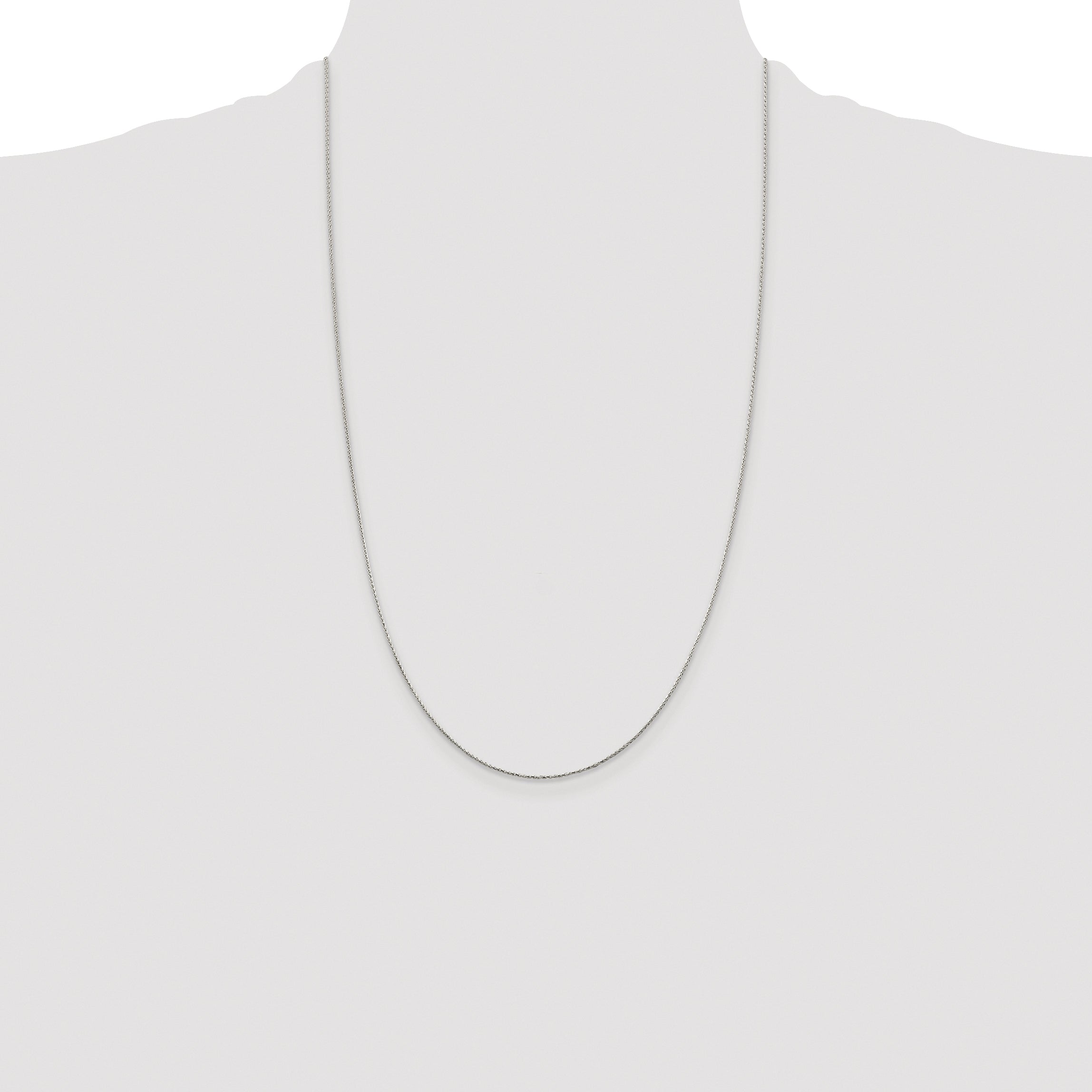 Sterling Silver Rhodium-plated .85mm Diamond-cut Round Spiga Chain