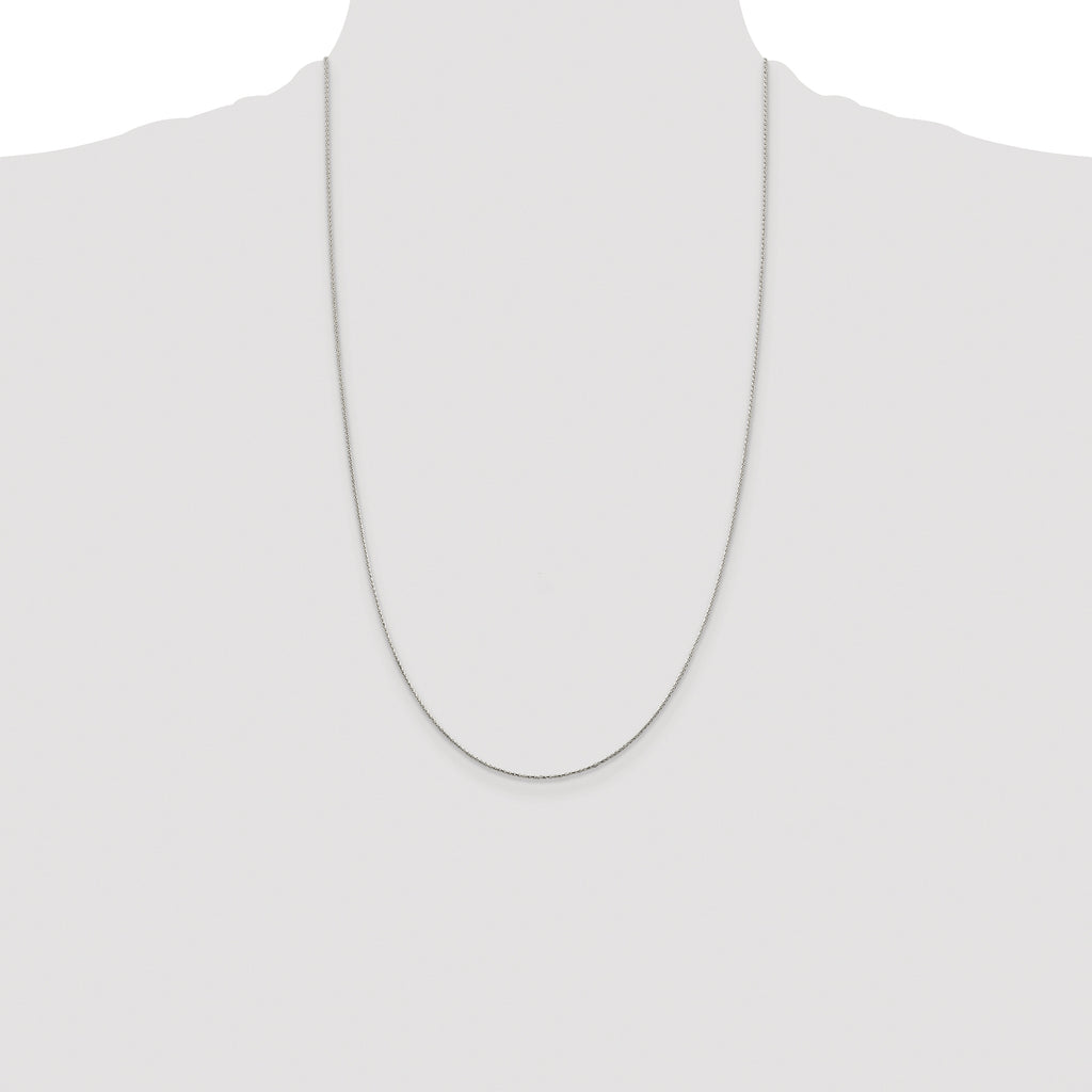 Sterling Silver Rhodium-plated .85mm Diamond-cut Round Spiga Chain