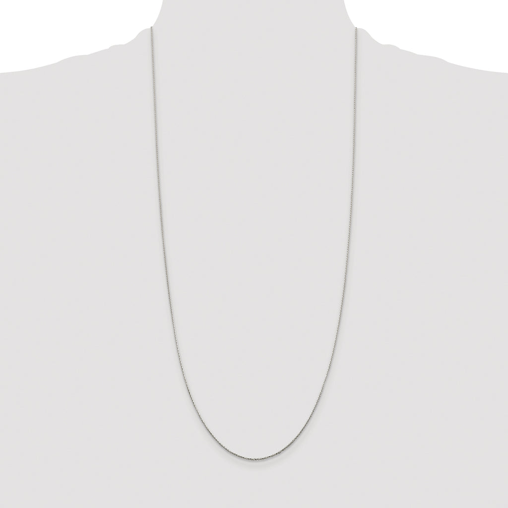 Sterling Silver Rhodium-plated .85mm Diamond-cut Round Spiga Chain