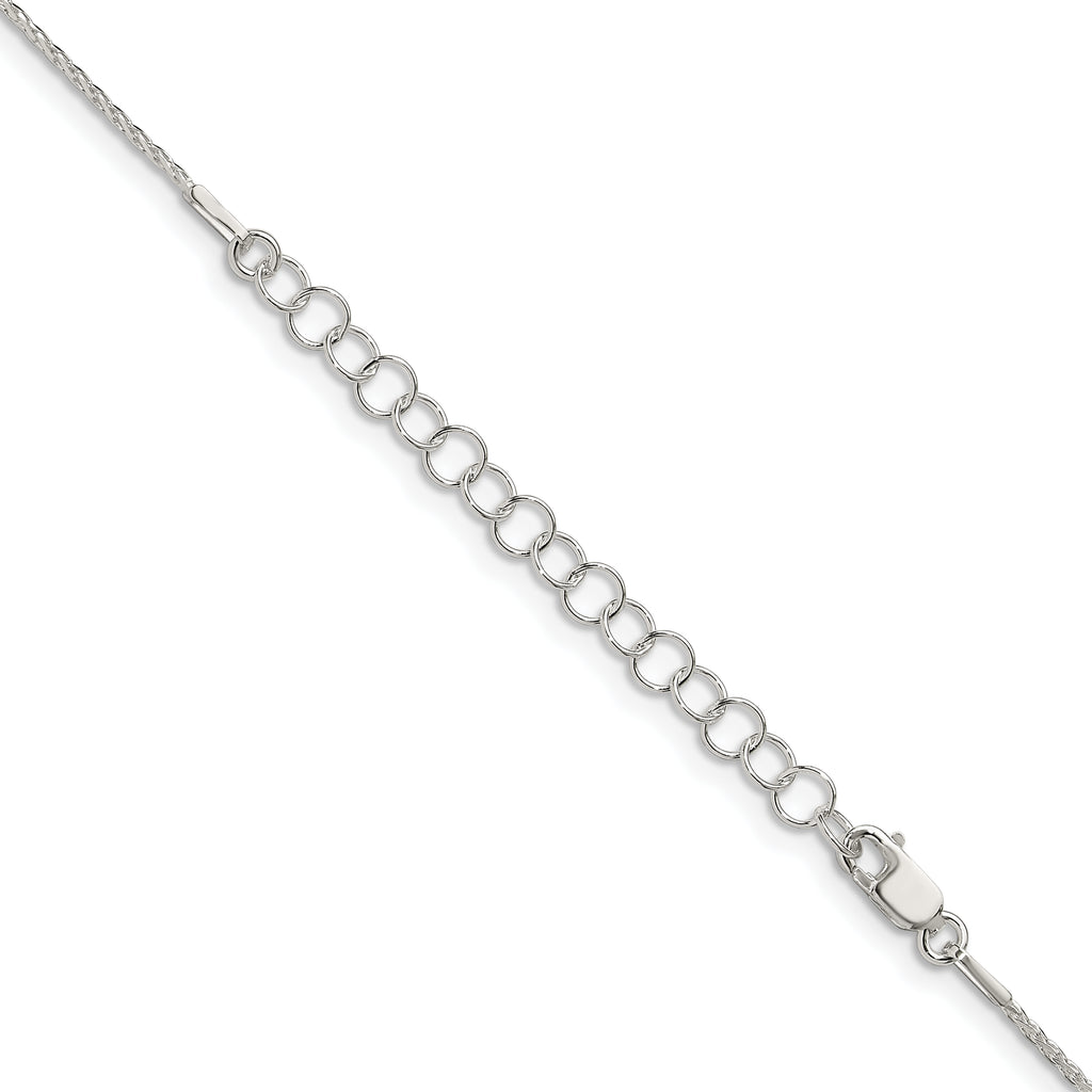 Sterling Silver .95mm Diamond-Cut Round Spiga Chain With 2 Inch Extension
