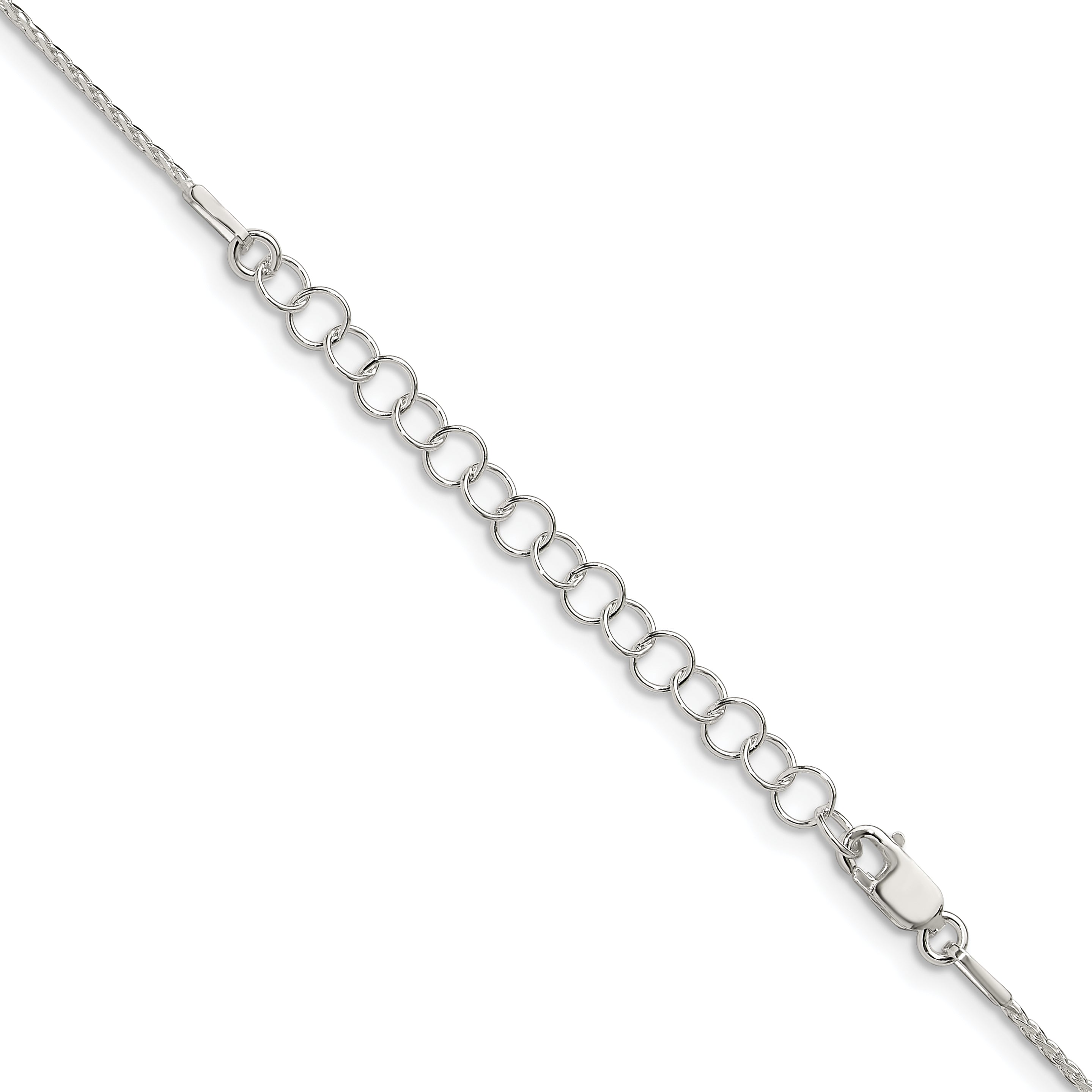 Sterling Silver .95mm Diamond-Cut Round Spiga Chain With 2 Inch Extension