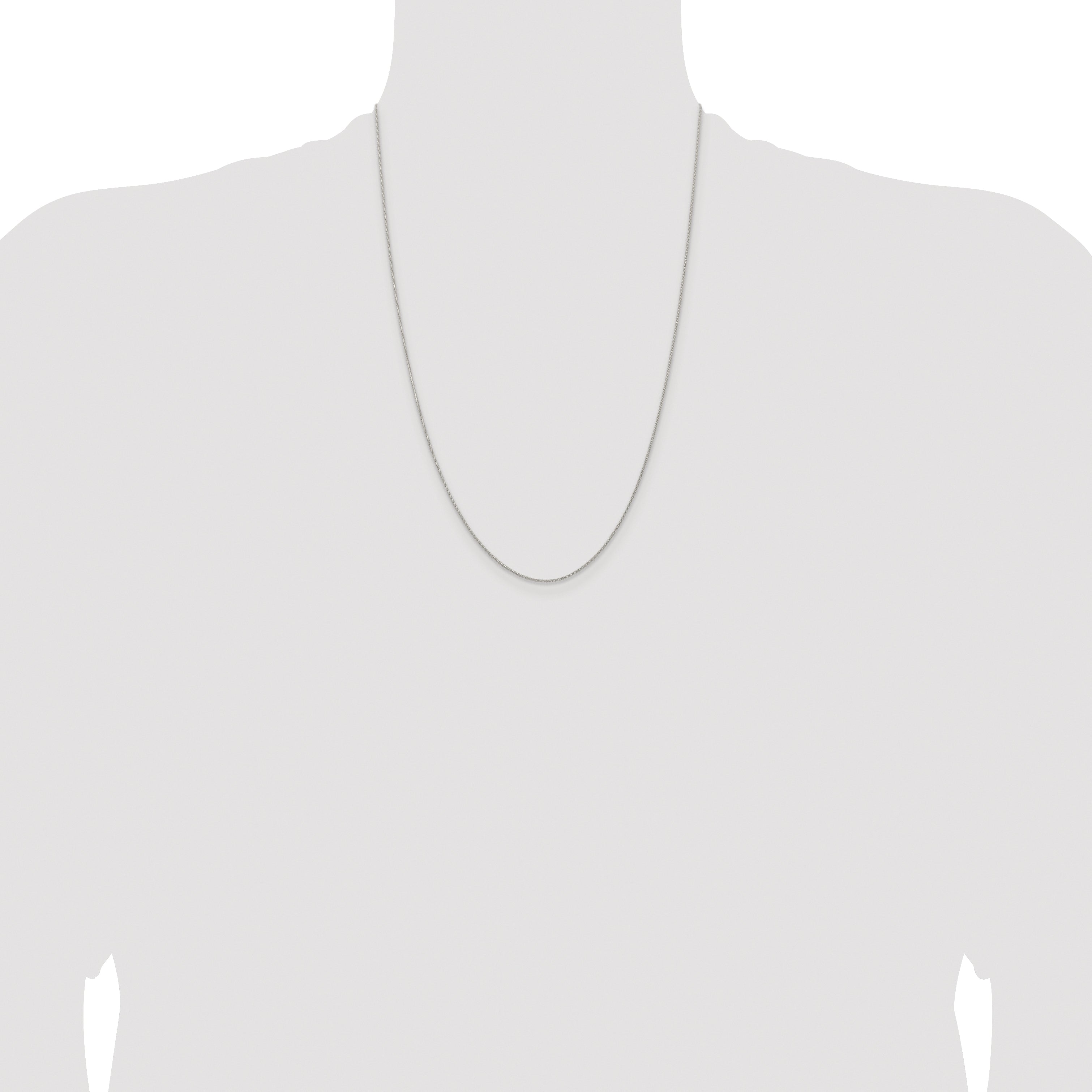 Sterling Silver Rhodium-plated .95mm Diamond-cut Round Spiga Chain