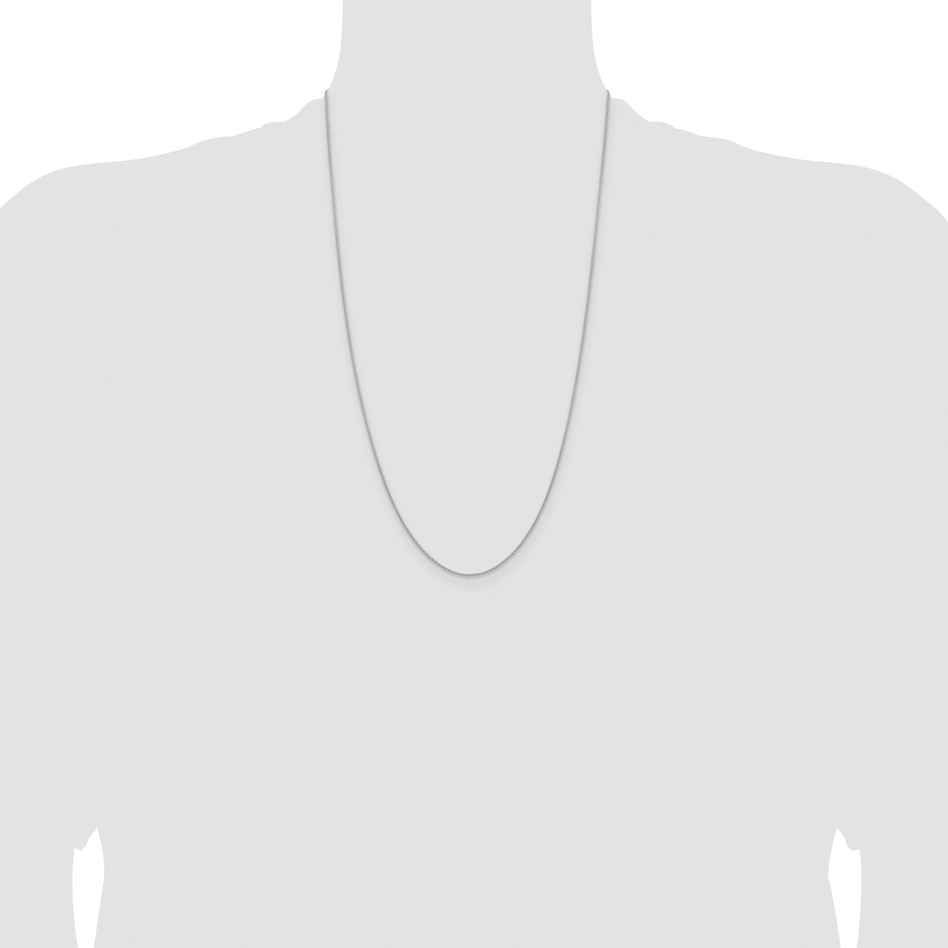 Sterling Silver Rhodium-plated .95mm Diamond-cut Round Spiga Chain