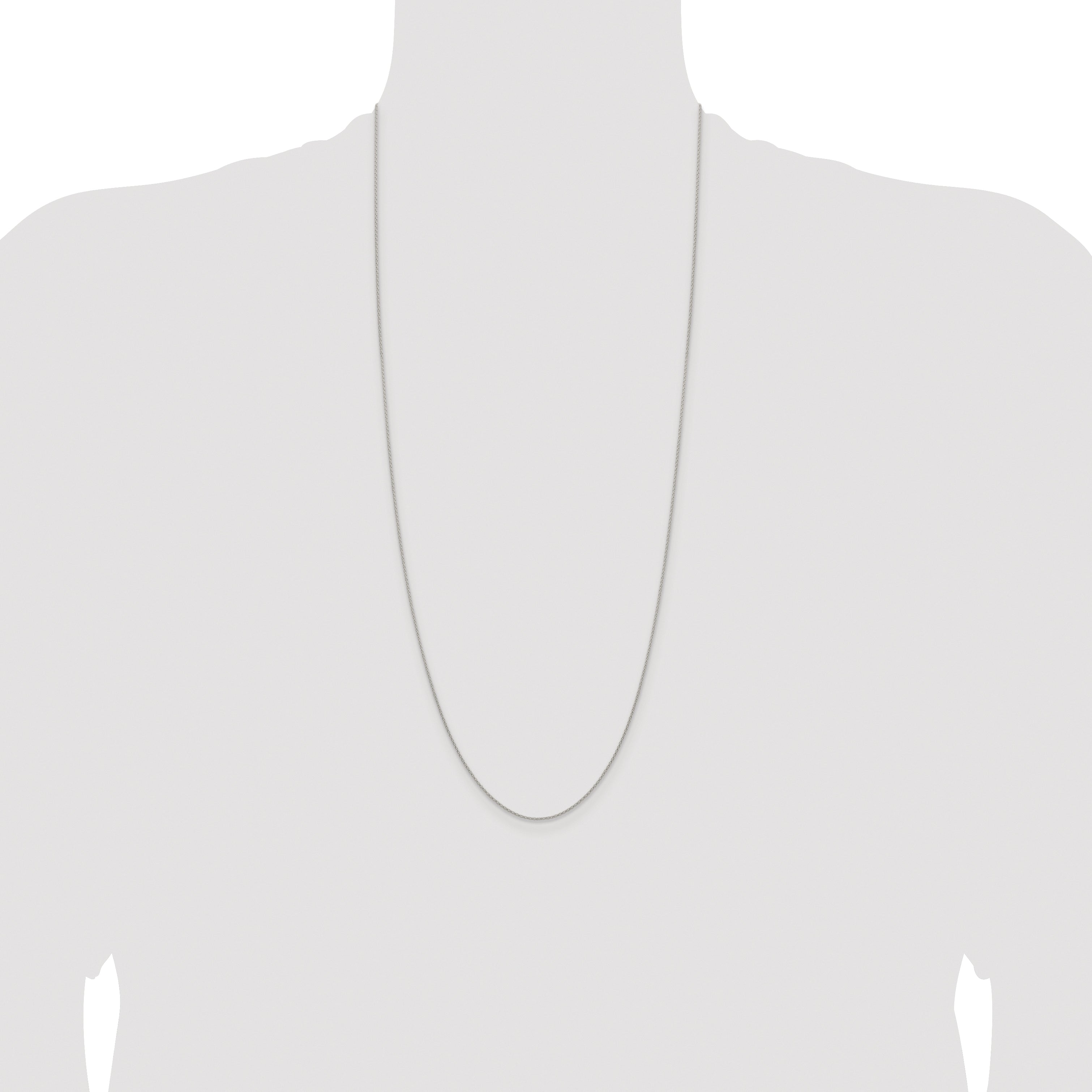 Sterling Silver Rhodium-plated .95mm Diamond-cut Round Spiga Chain