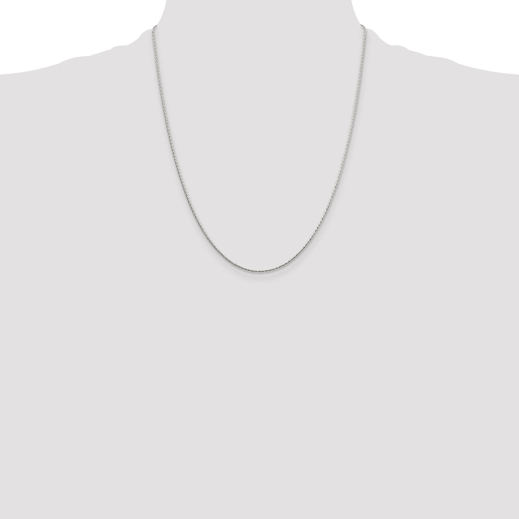 Sterling Silver 1.25mm Diamond-Cut Round Spiga Chain With 2 Inch Extension