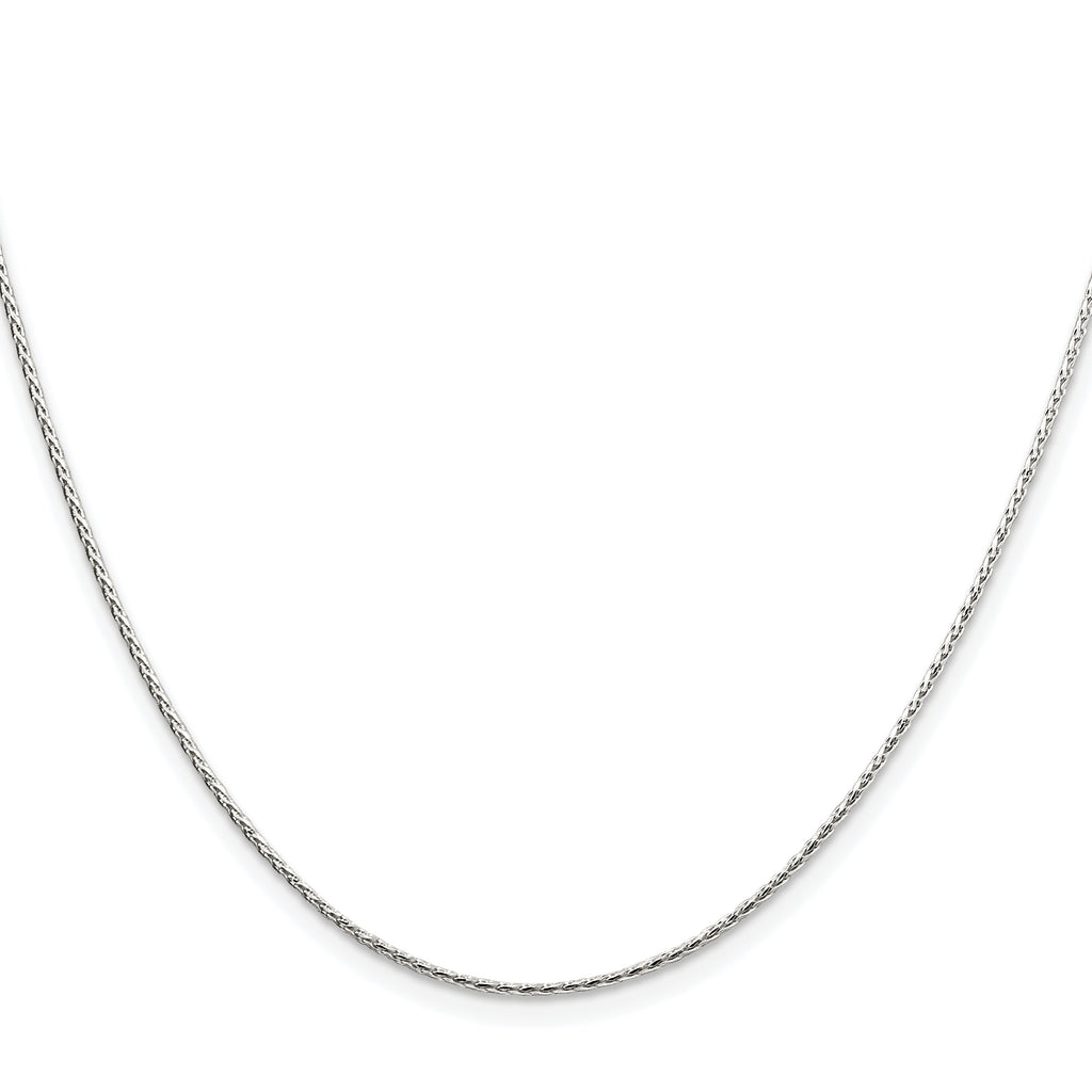 Sterling Silver Rhodium-Plated Diamond-Cut Wheat Chain Necklace 1.25mm