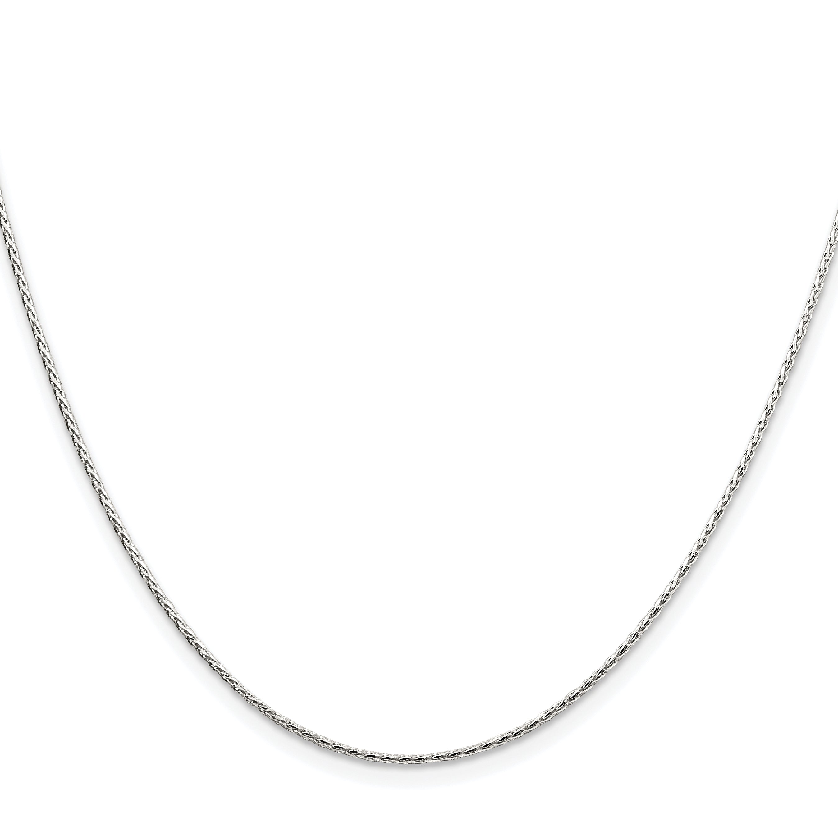 Sterling Silver Rhodium-Plated Diamond-Cut Wheat Chain Necklace 1.25mm