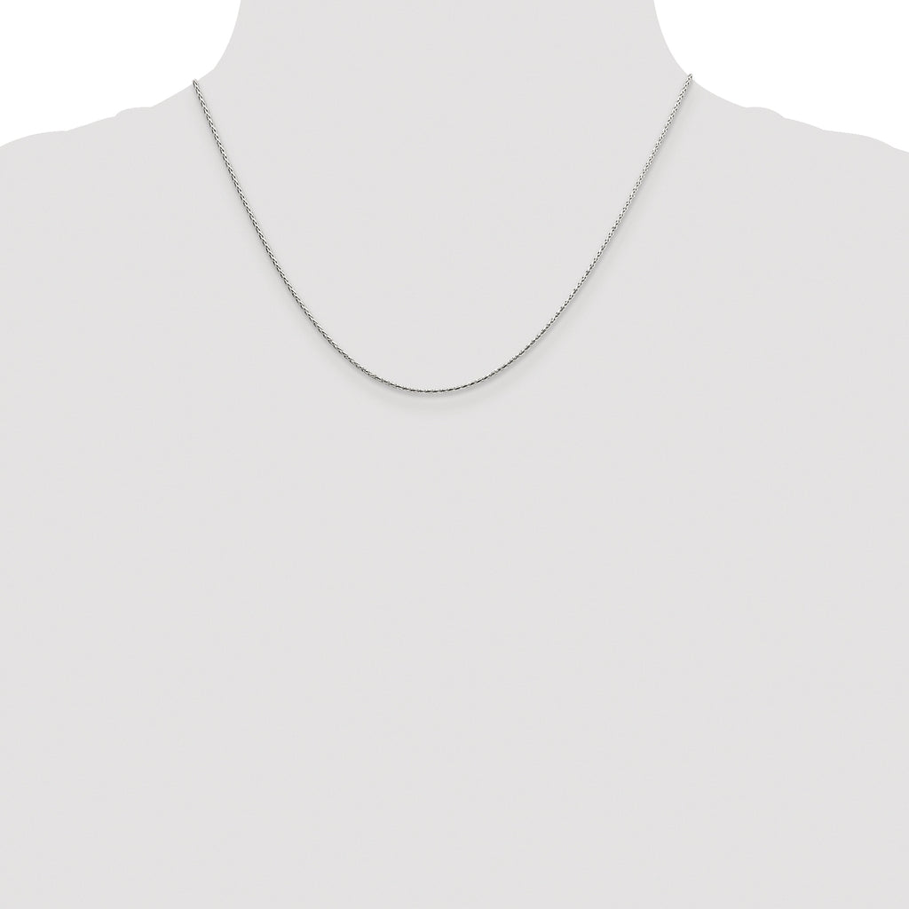 Sterling Silver Rhodium-Plated Diamond-Cut Wheat Chain Necklace 1.25mm