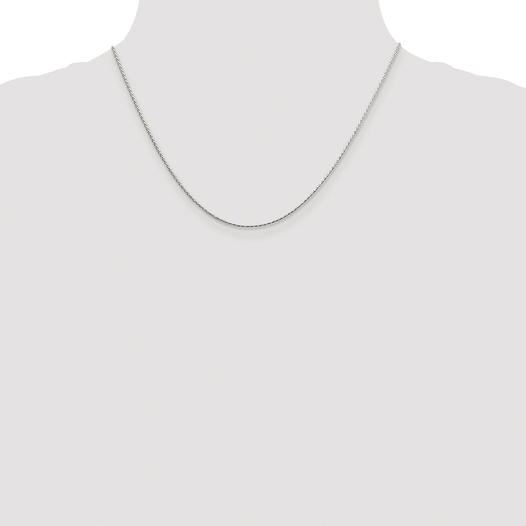 Sterling Silver Rhodium-Plated Diamond-Cut Wheat Chain Necklace 1.25mm